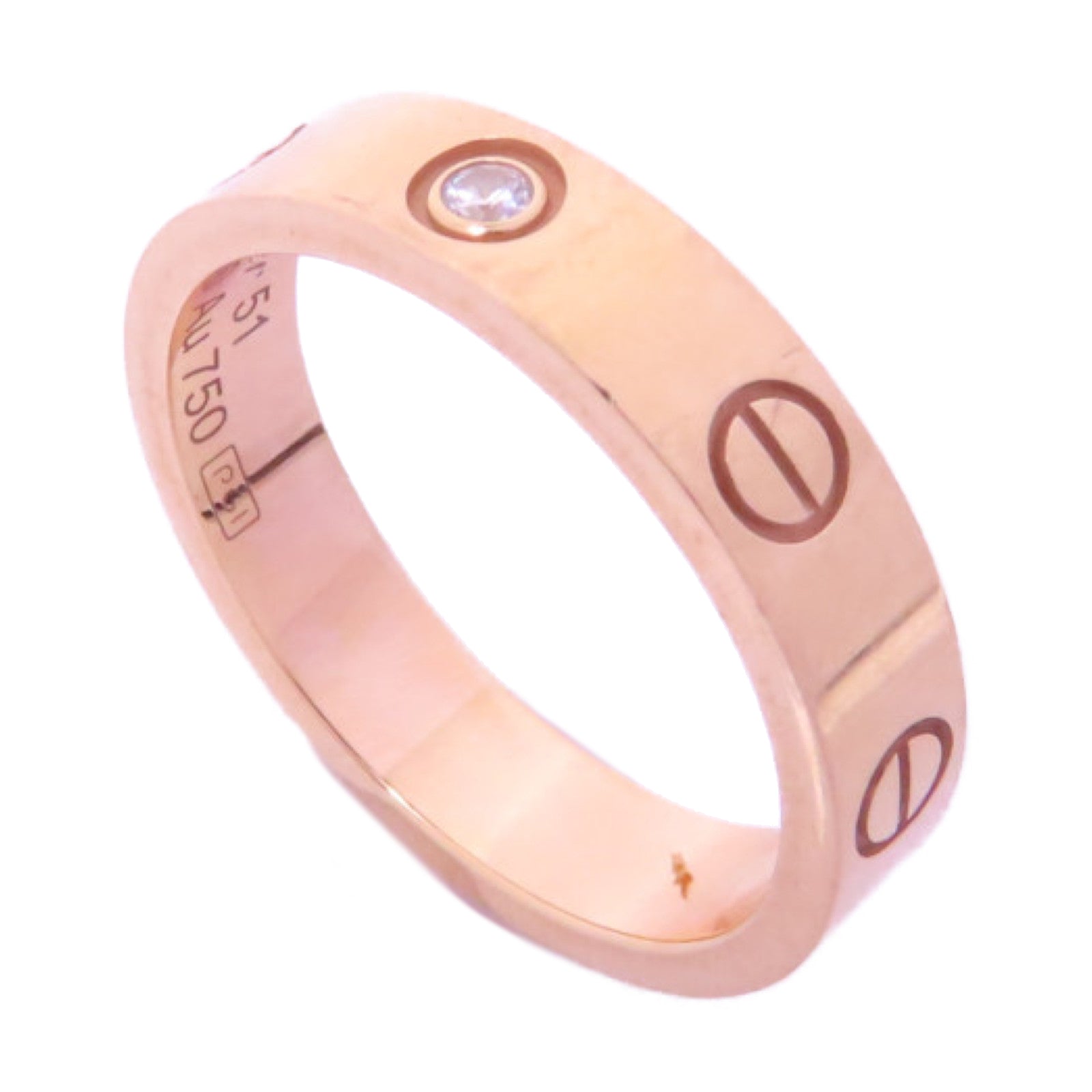 CARTIER 18K玫瑰金Love Diamond Ring鑽石戒指Cartier#51/US#5.75