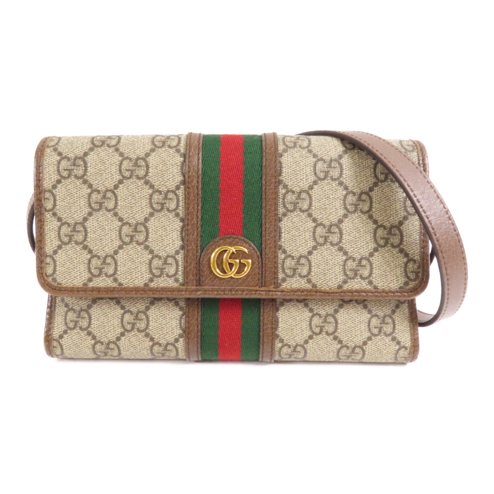 GUCCI GG GHW Shoulder Bag 645082 Coated Canvas Brown