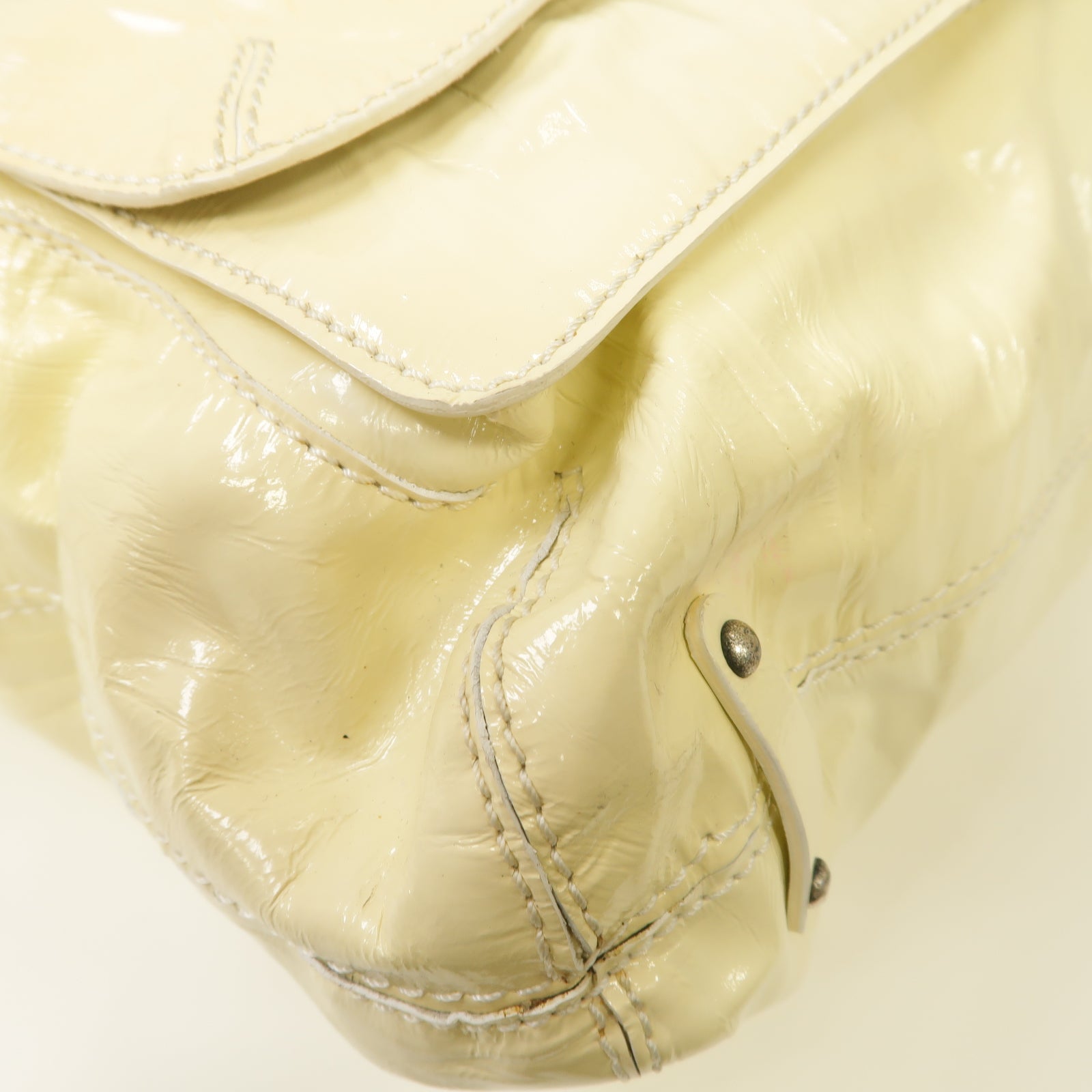 GIVENCHY 【激減優惠】漆皮皮革Shoulder Bag銀扣手挽肩背兩用袋白色