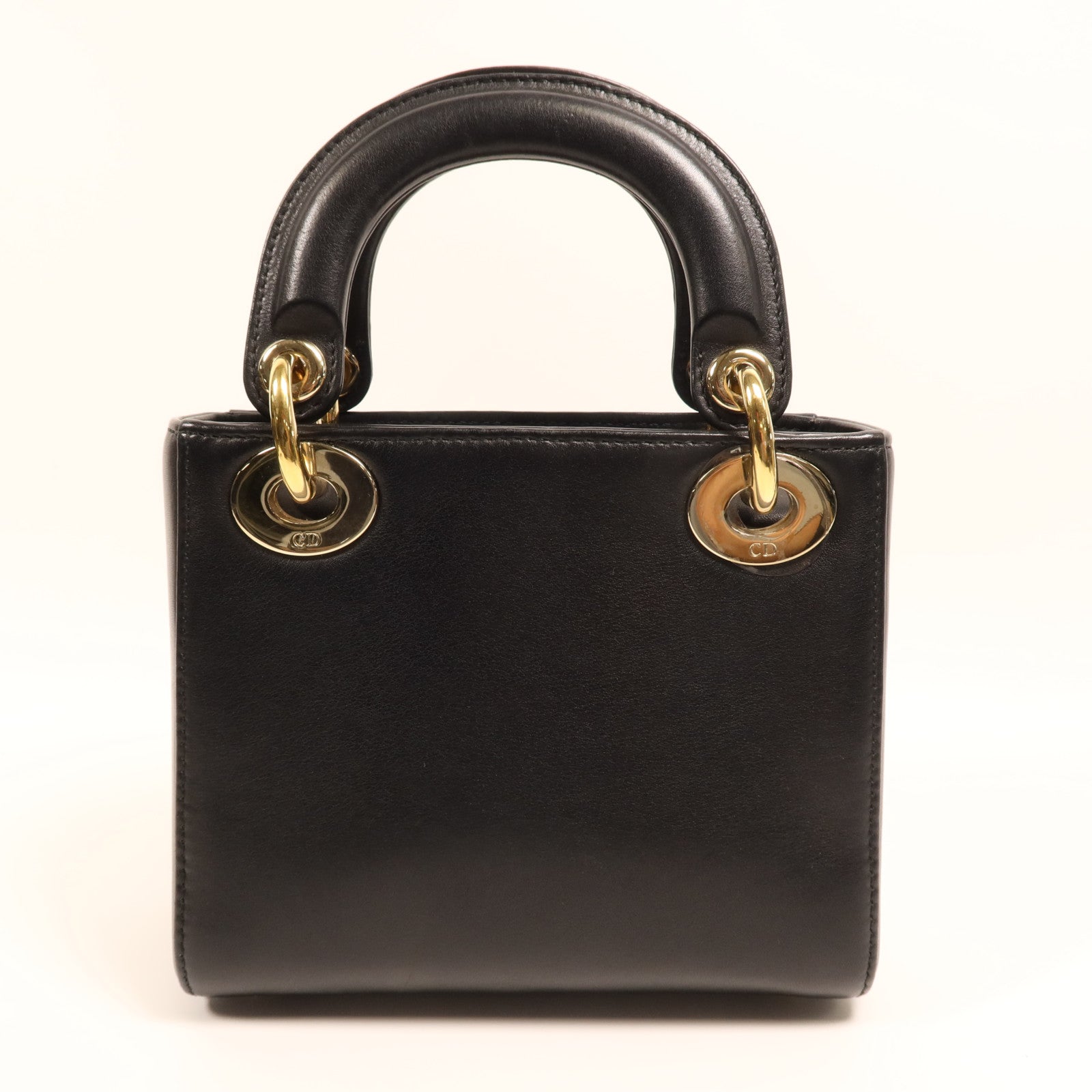 Dior 牛皮皮革Lady Dior Mini金扣鏈帶手挽肩背兩用袋