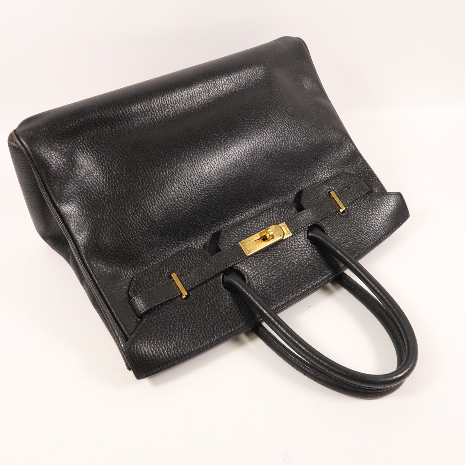 HERMES Ardennes皮革Birkin 25金扣手挽袋Noir