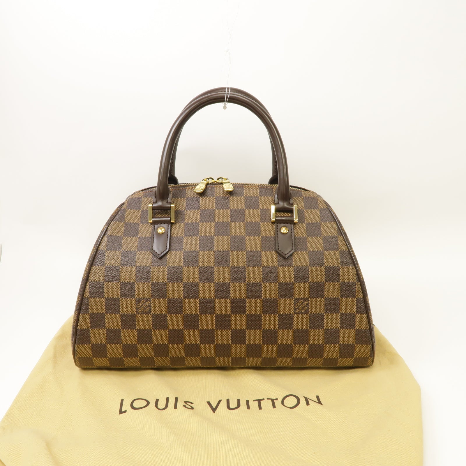 LOUIS VUITTON Damier Ribera MM Hand Bag金扣手挽袋啡色