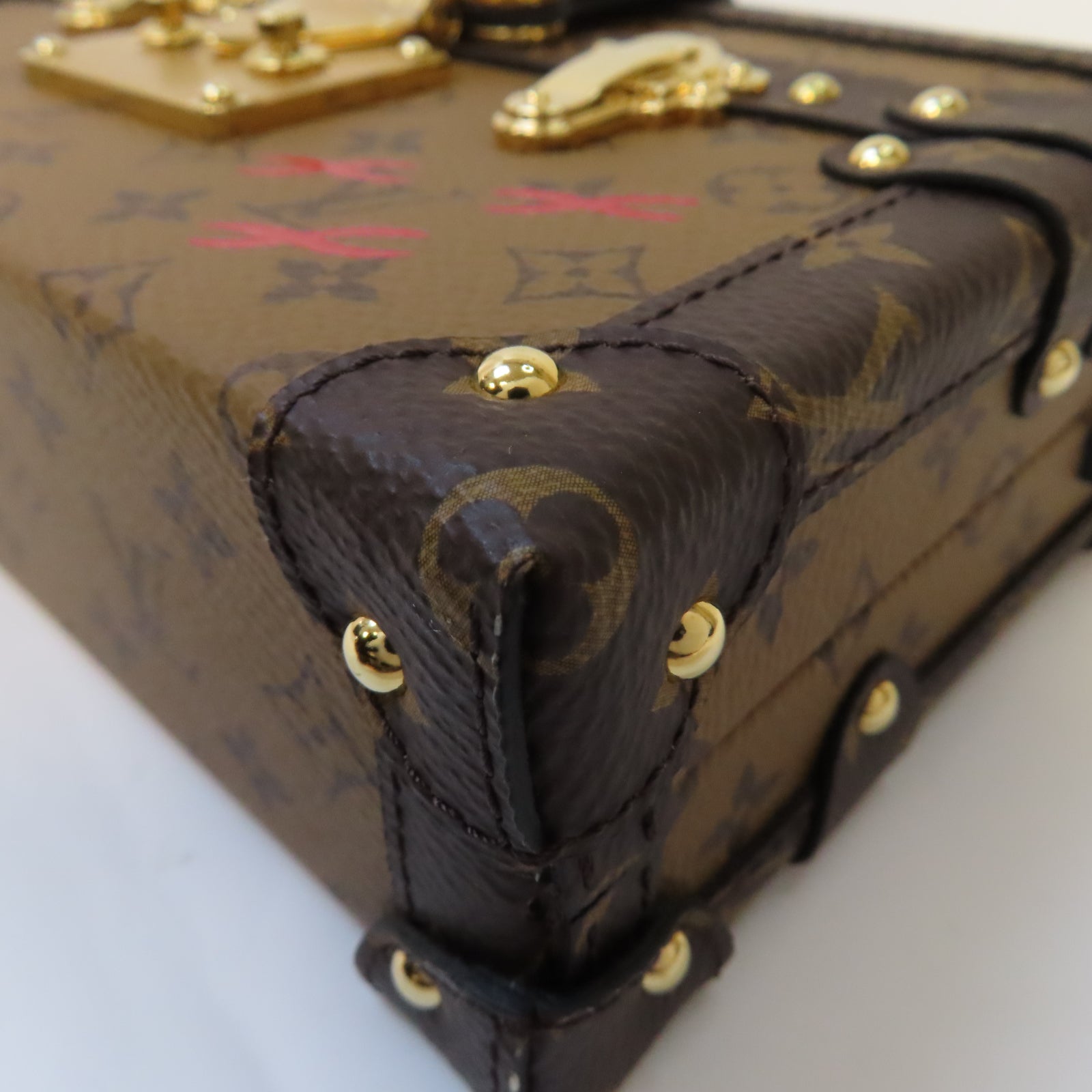 LOUIS VUITTON 【激減優惠】Monogram Reverse Petite Malle金扣肩背袋啡色