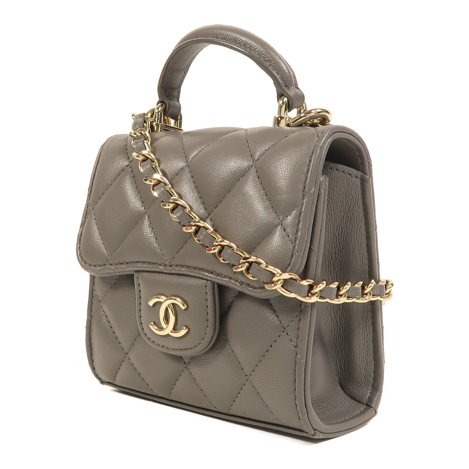 CHANEL 羊皮皮革2 Way Shoulder金扣手挽肩背兩用袋