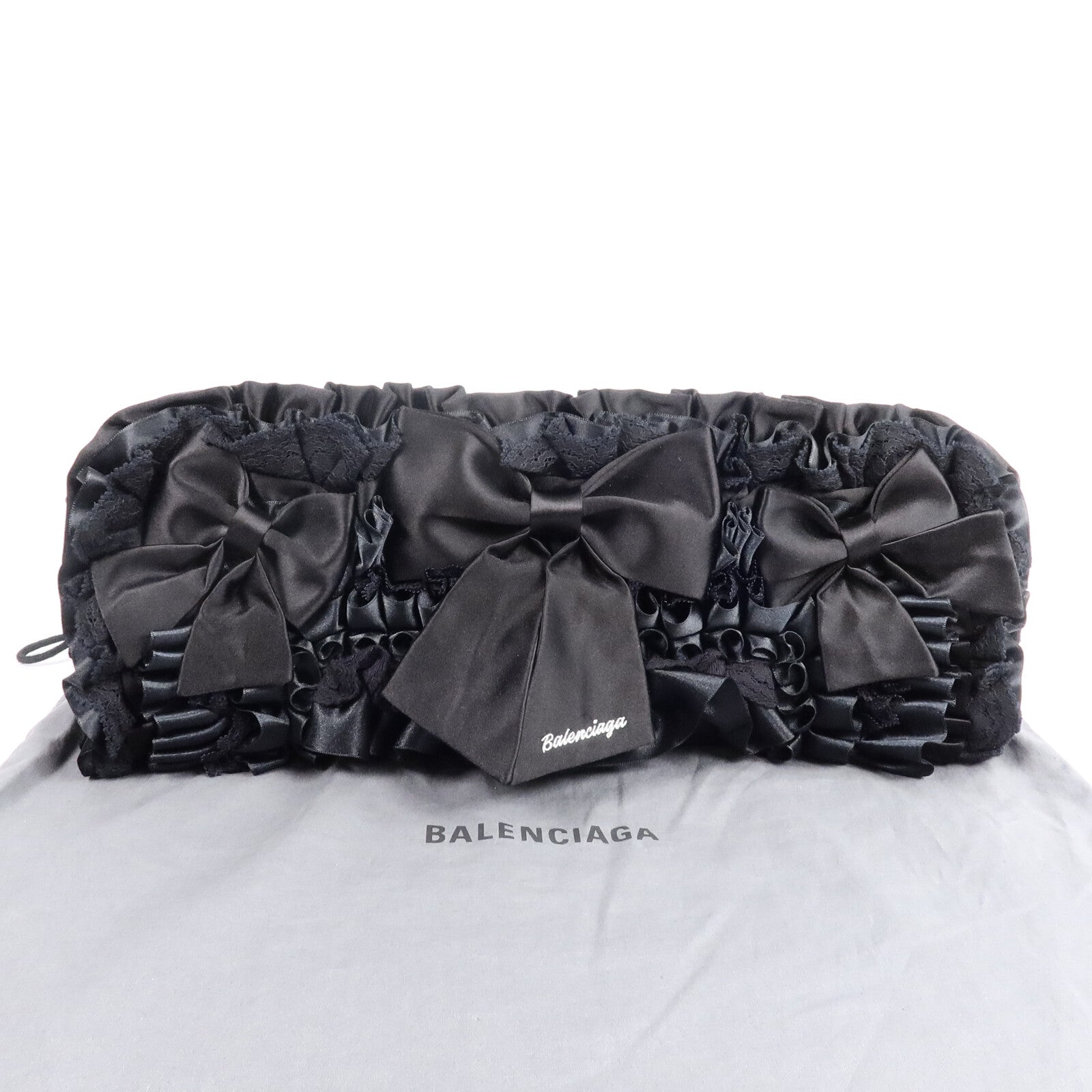 BALENCIAGA 緞面/蕾絲Ruffle Clutch手拿包