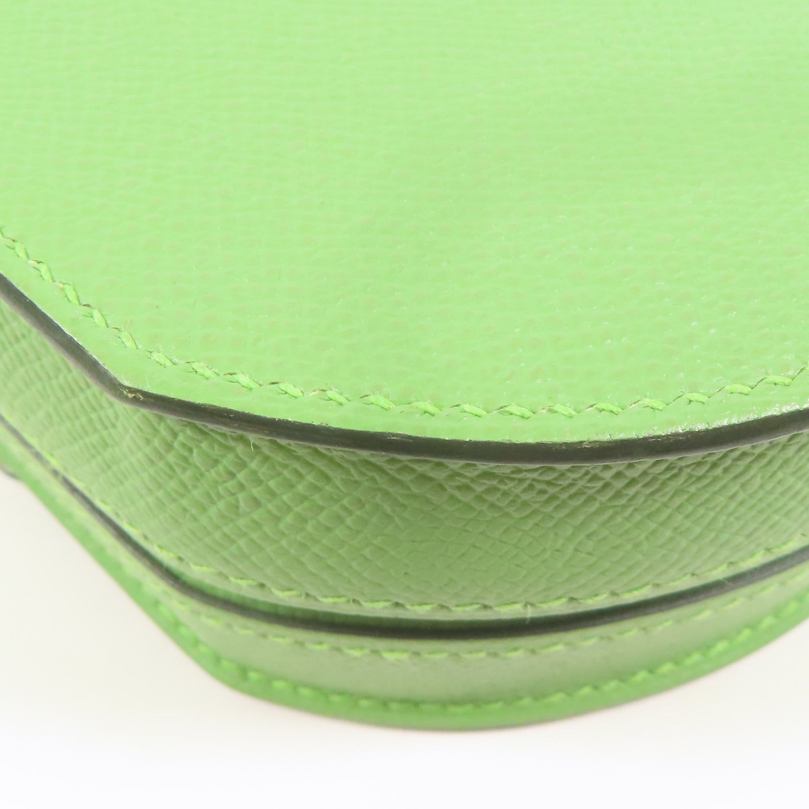 HERMES Epsom皮革Mosaique Mini銀扣肩背袋Vert Criquet