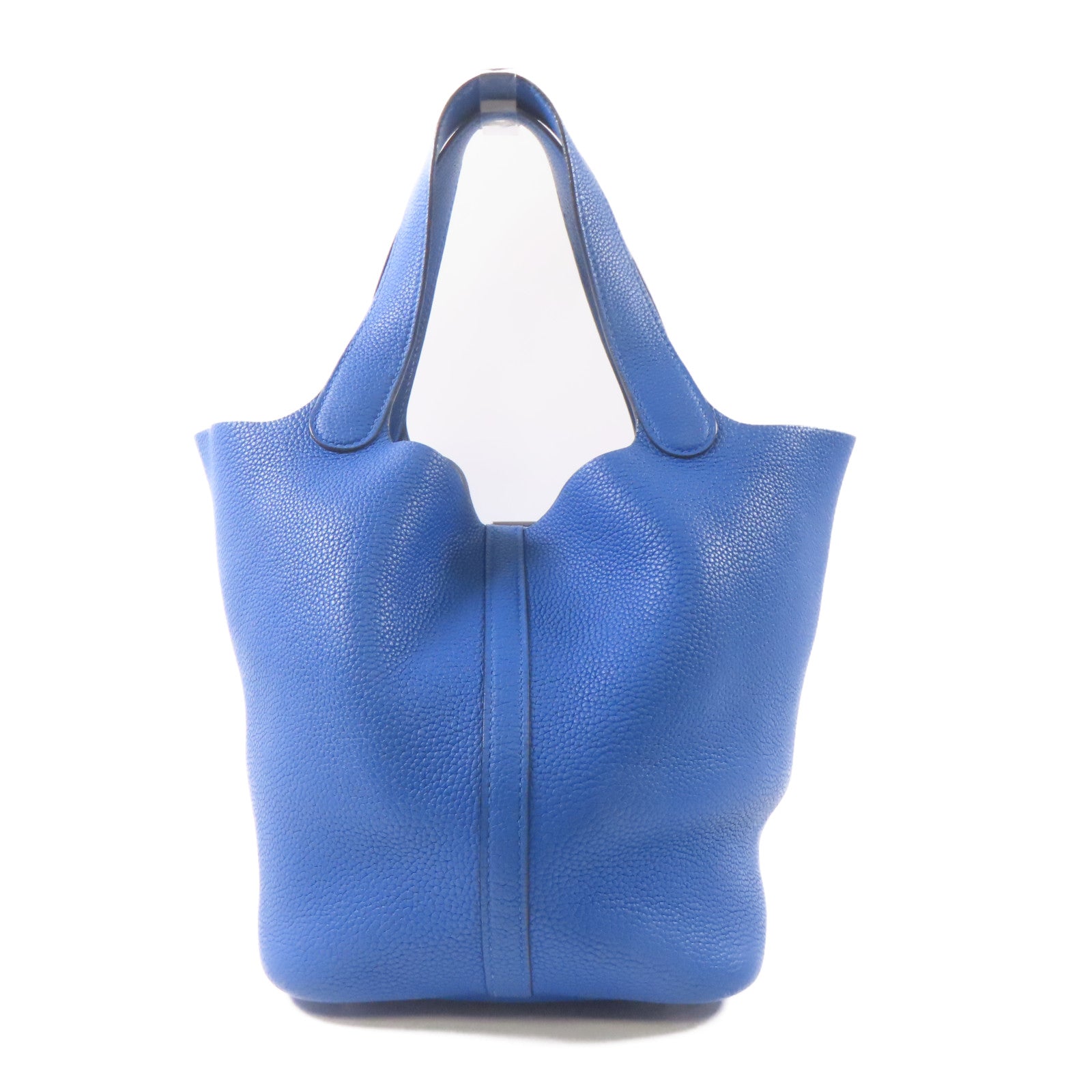 HERMES Clemence皮革Picotin MM銀扣手挽袋Bleu Zellige/藍色