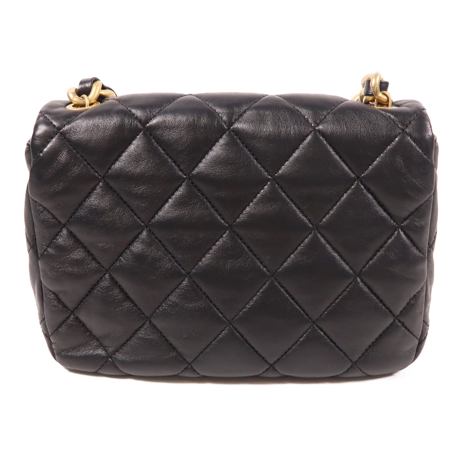 CHANEL 羊皮皮革Flap Shoulder Bag金扣鏈帶肩背袋