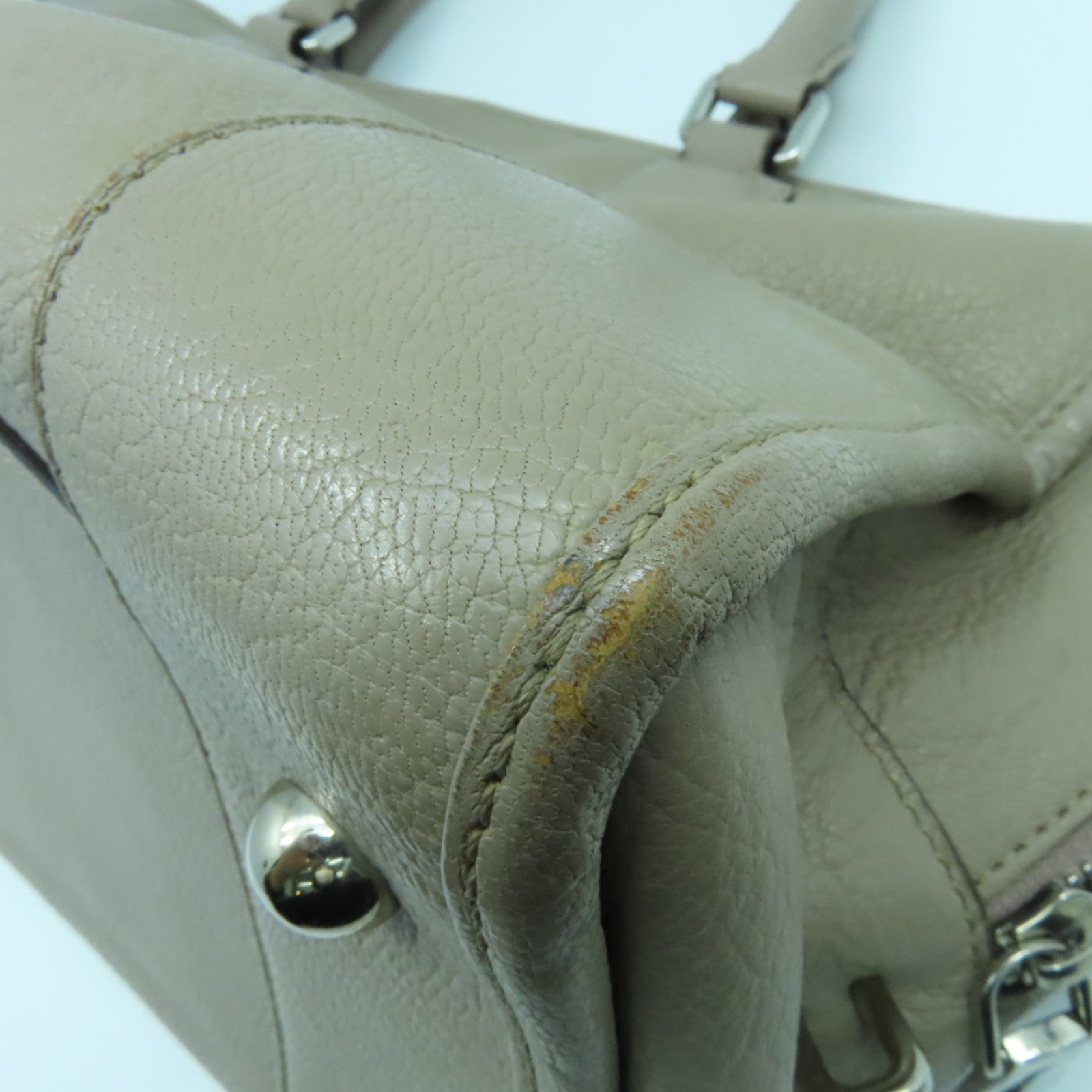 LOEWE **【激減優惠】牛皮皮革Handbag銀扣手挽袋灰色