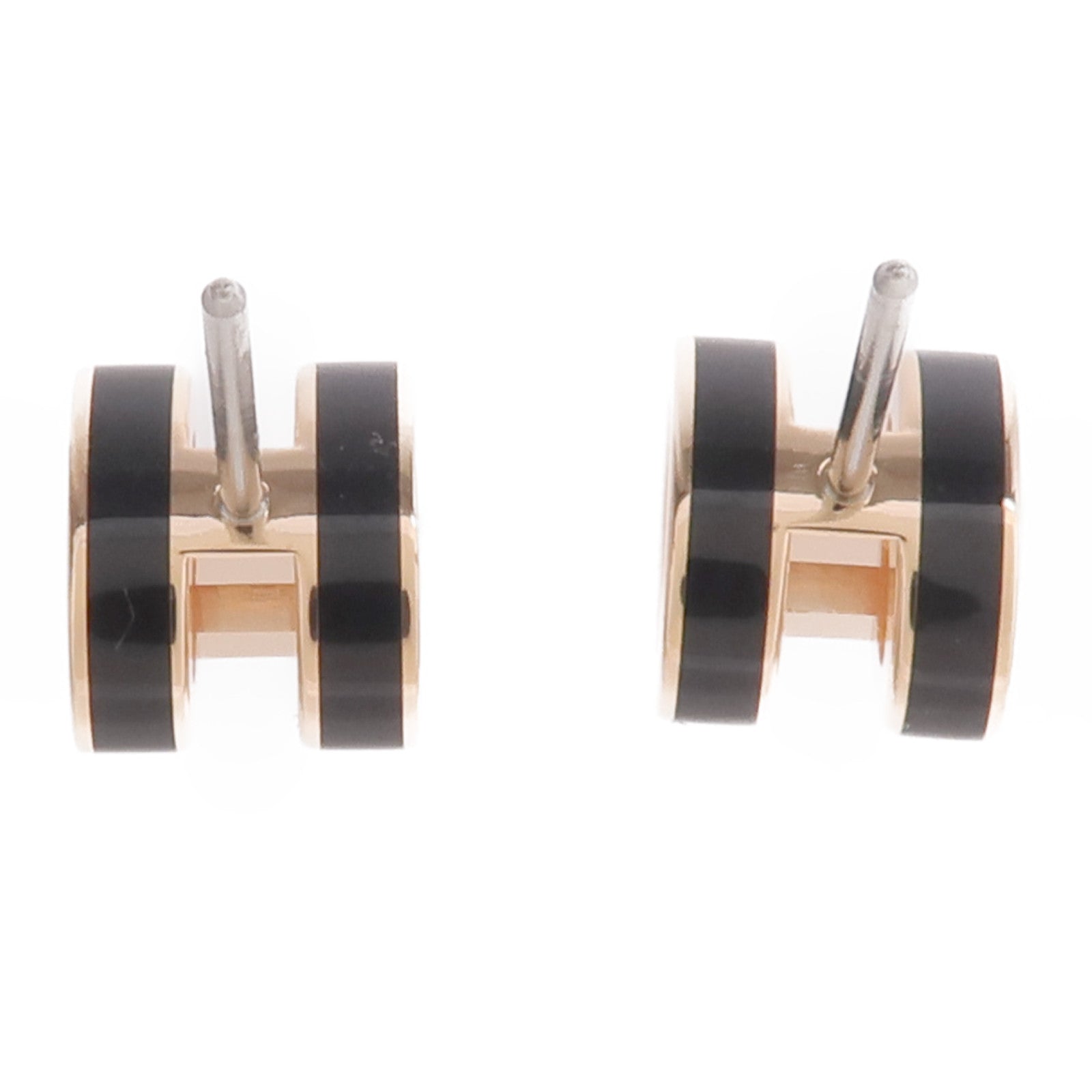 HERMES 金屬Mini Pop H Earrings耳環Noir