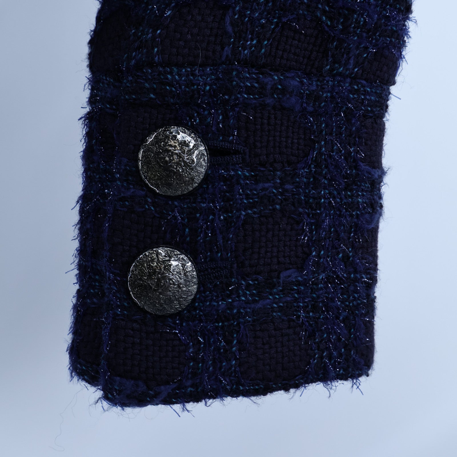 CHANEL Acrylic/Wool Coco Mark Tweed Stand Collar Coat大衣