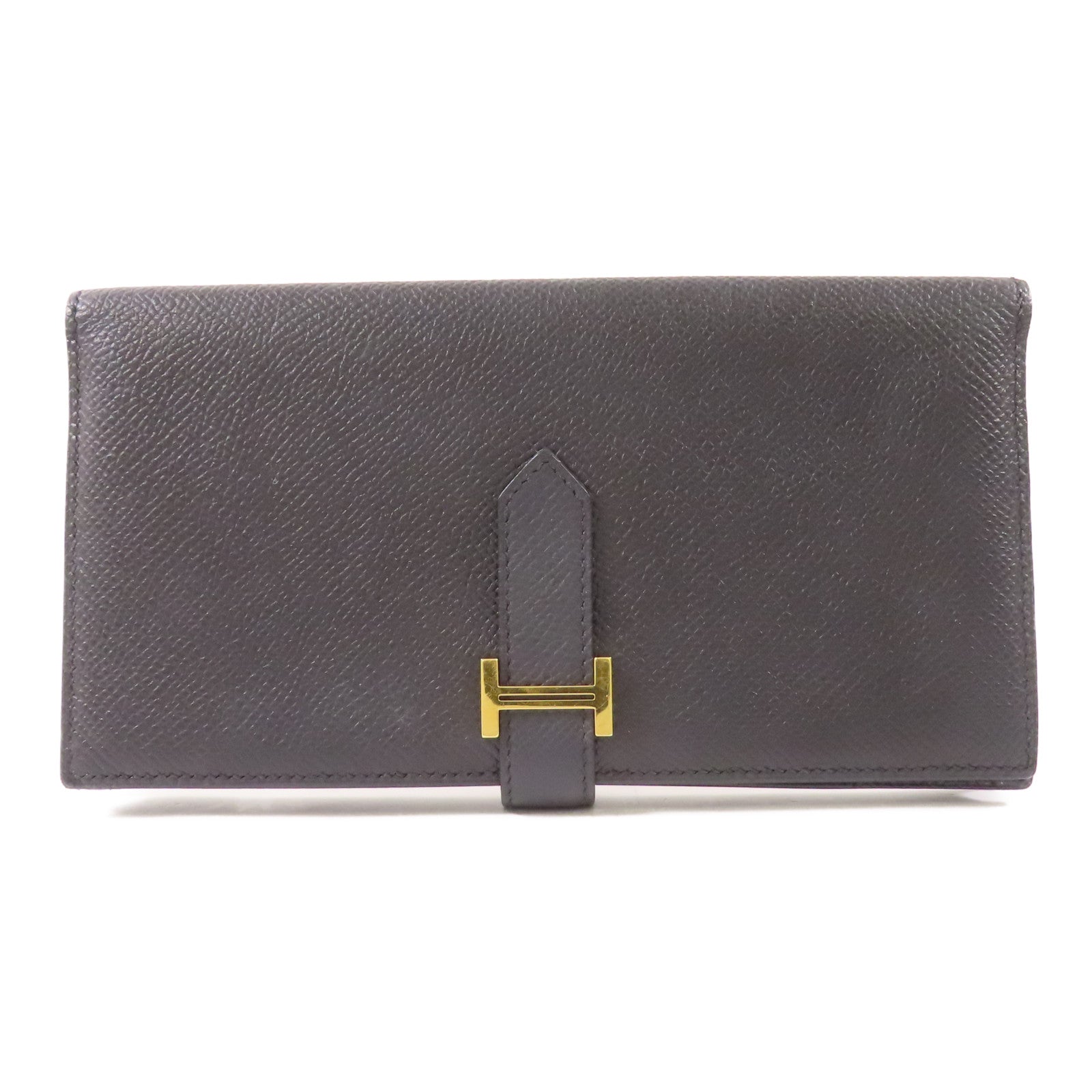 HERMES 【激減優惠】Epsom皮革Bearn Long Wallet金扣長錢包Noir