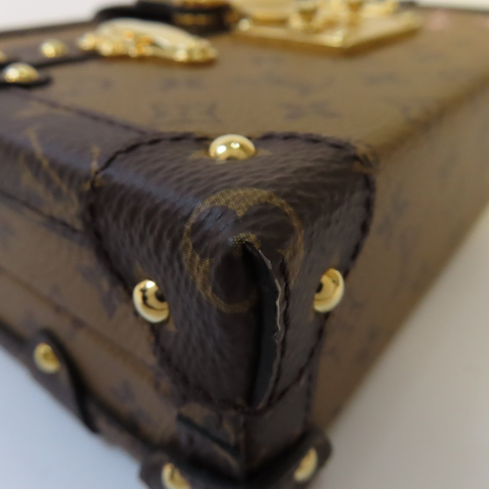 LOUIS VUITTON 【激減優惠】Monogram Reverse Petite Malle金扣肩背袋啡色