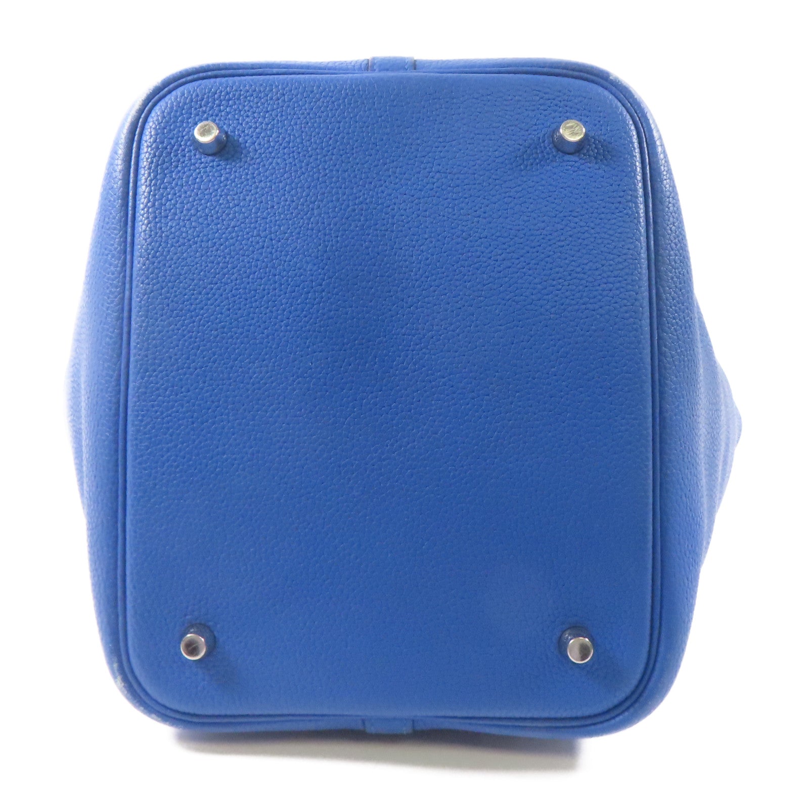 HERMES Clemence皮革Picotin MM銀扣手挽袋Bleu Zellige/藍色