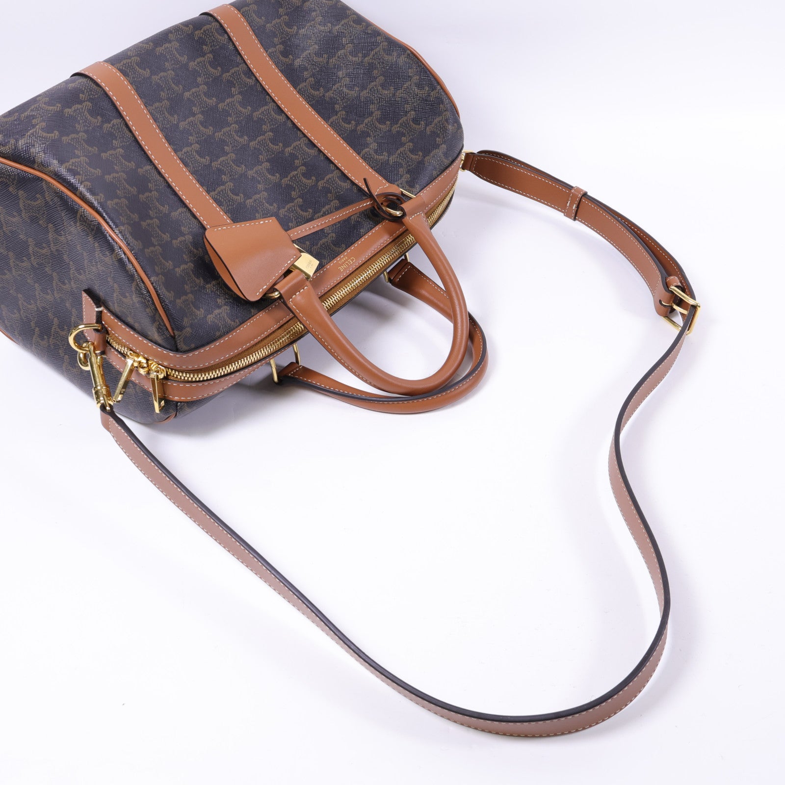 CELINE 塗層帆布Large Boston IN Triomphe金扣手挽肩背兩用袋