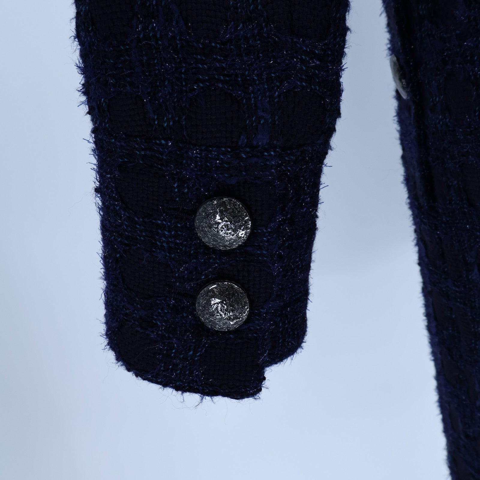 CHANEL Acrylic/Wool Coco Mark Tweed Stand Collar Coat大衣
