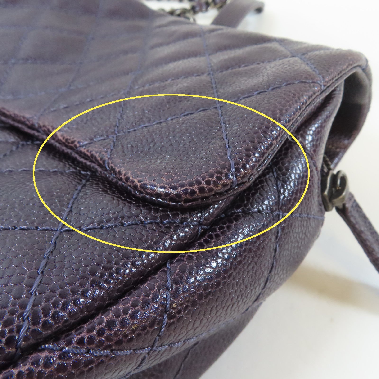CHANEL 【激減優惠】菱格Caviar皮革Chain Shoulder Bag鏈帶肩背袋紫色
