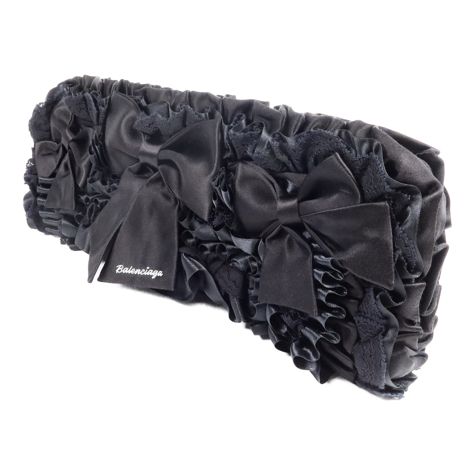 BALENCIAGA 緞面/蕾絲Ruffle Clutch手拿包