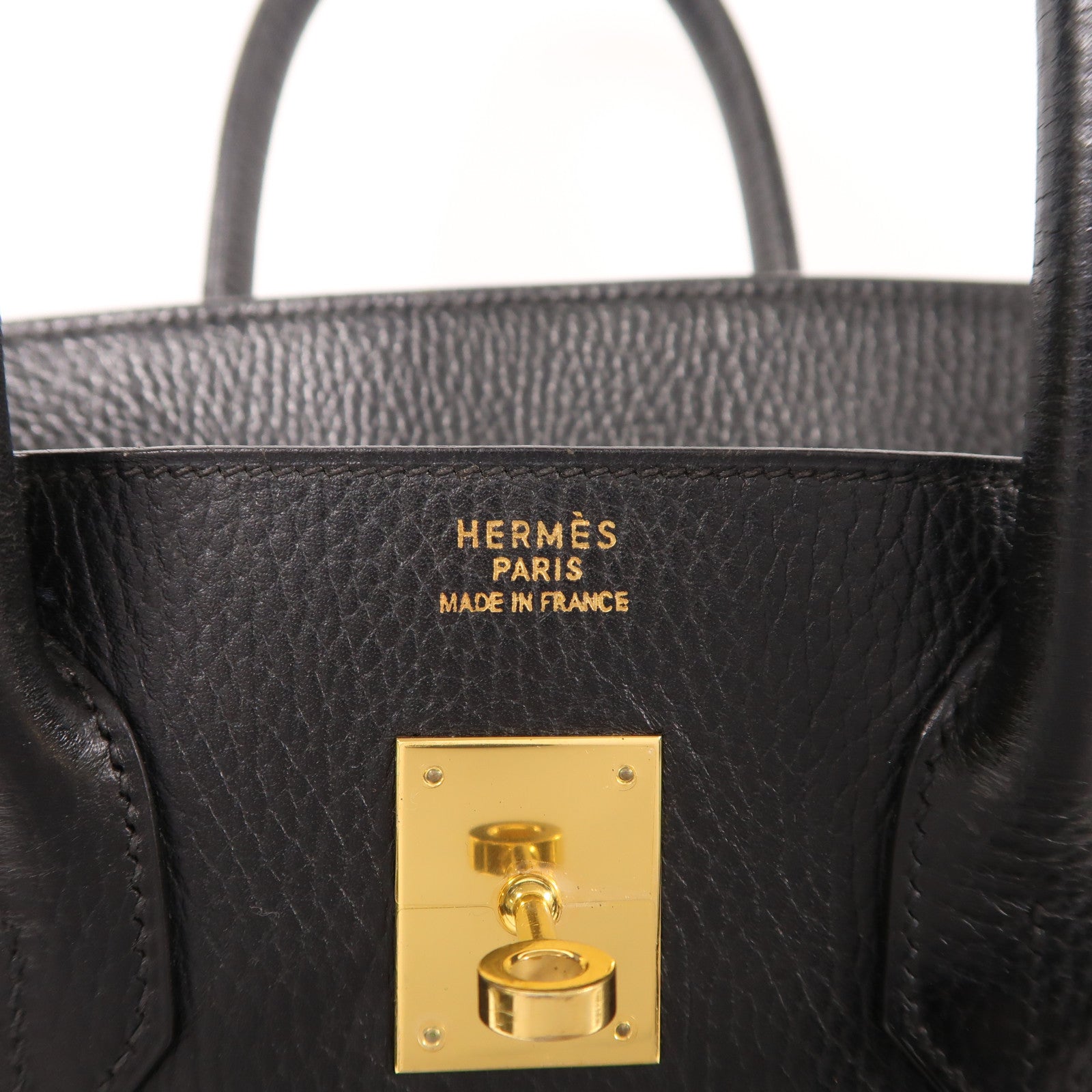 HERMES Ardennes皮革Birkin 25金扣手挽袋Noir