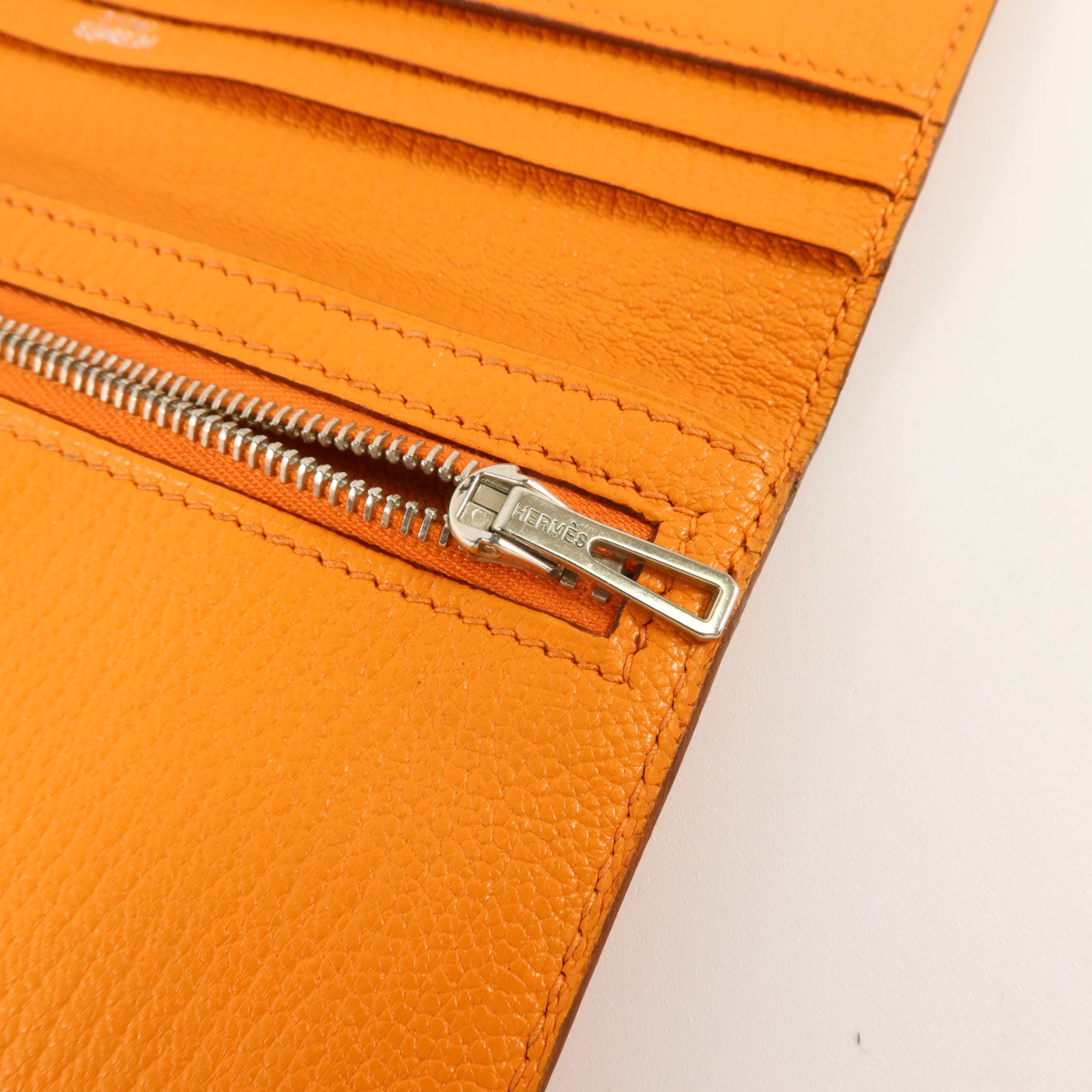 HERMES Chevre皮革Bearn Long Wallet長錢包Apricot