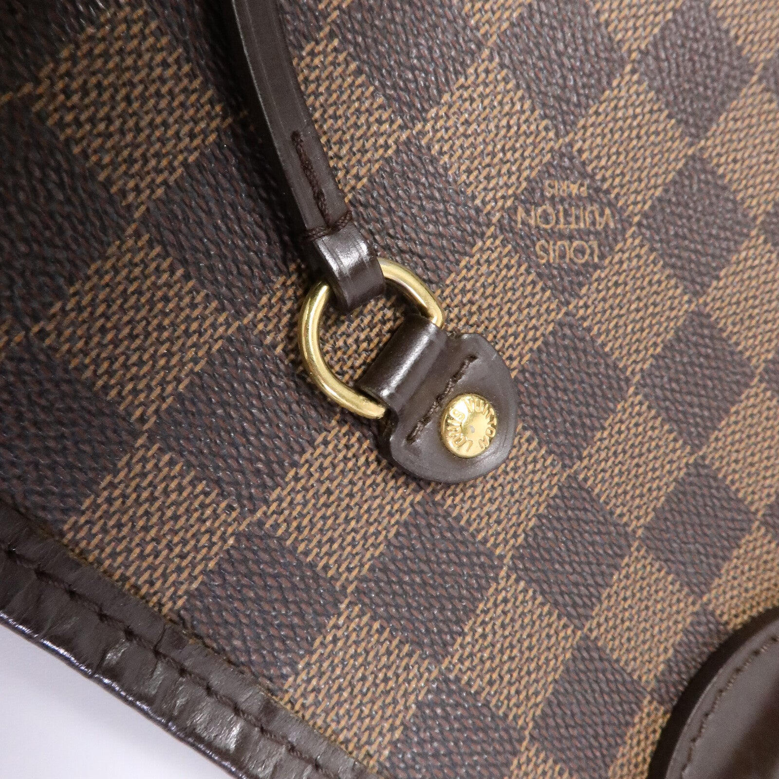 LOUIS VUITTON Damier Neverfull MM金扣肩背袋/手挽袋