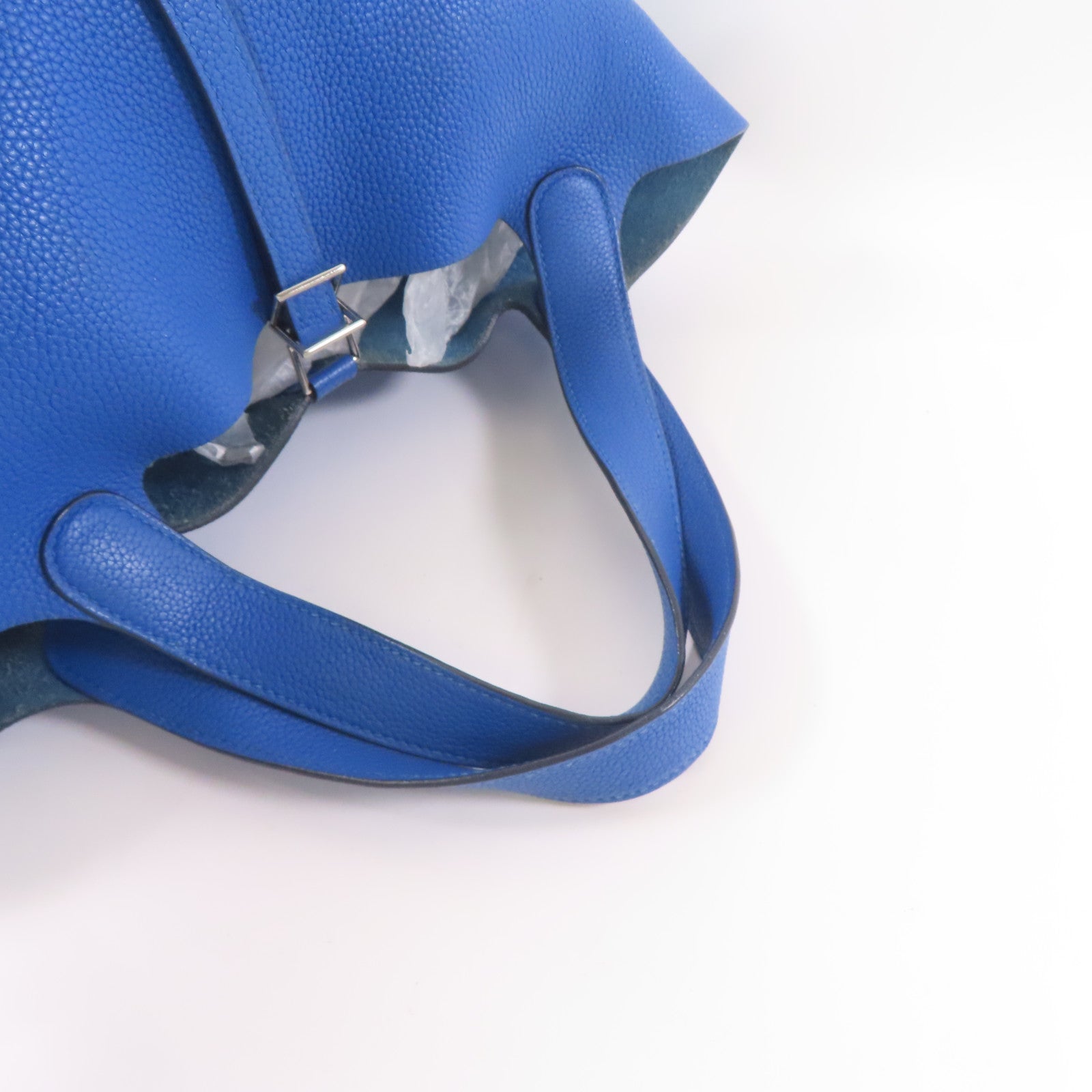 HERMES Clemence皮革Picotin MM銀扣手挽袋Bleu Zellige/藍色