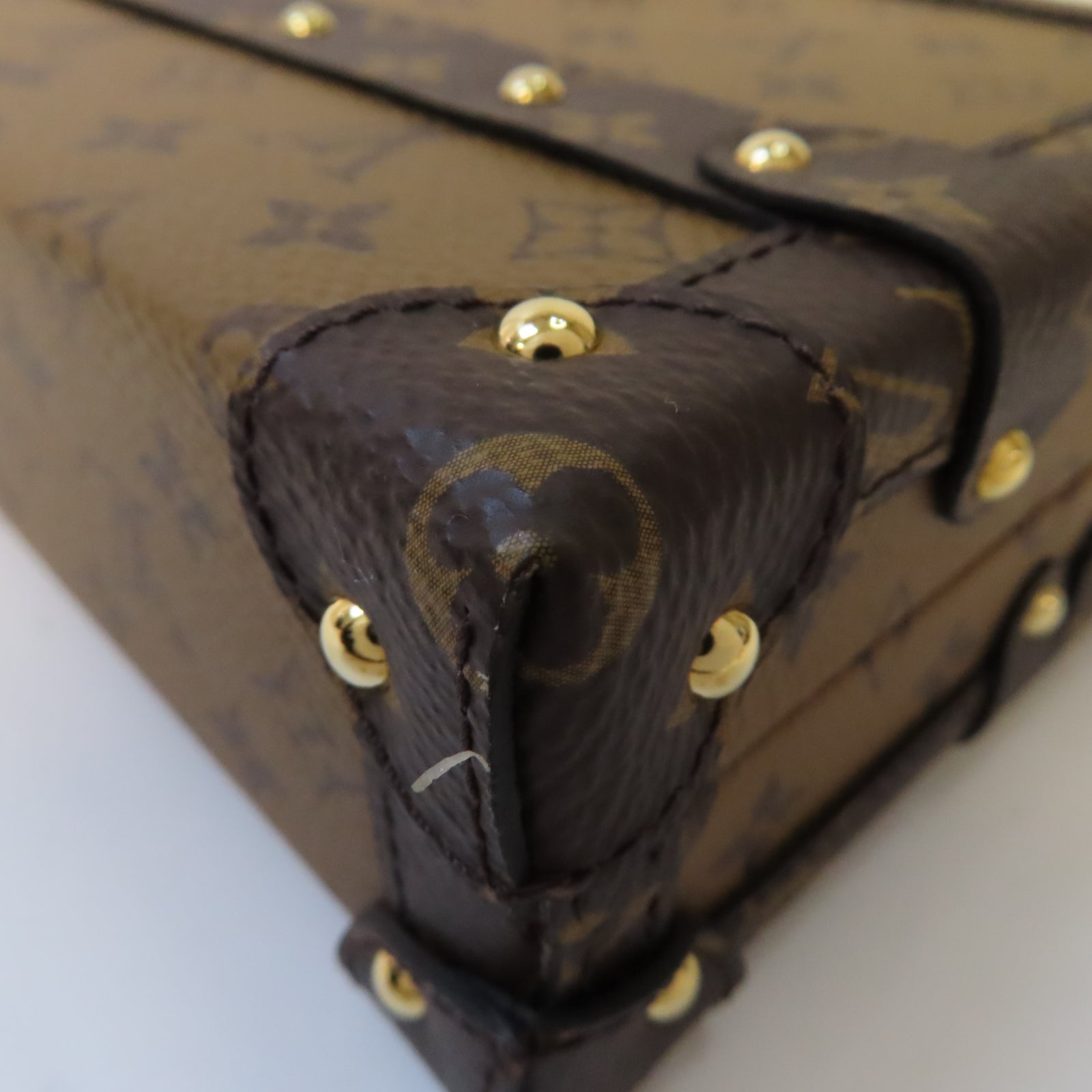 LOUIS VUITTON 【激減優惠】Monogram Reverse Petite Malle金扣肩背袋啡色