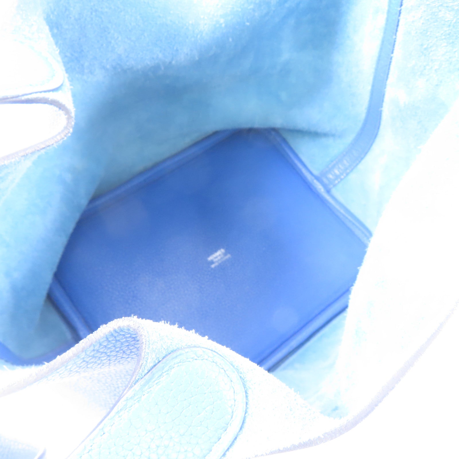 HERMES Clemence皮革Picotin MM銀扣手挽袋Bleu Zellige/藍色