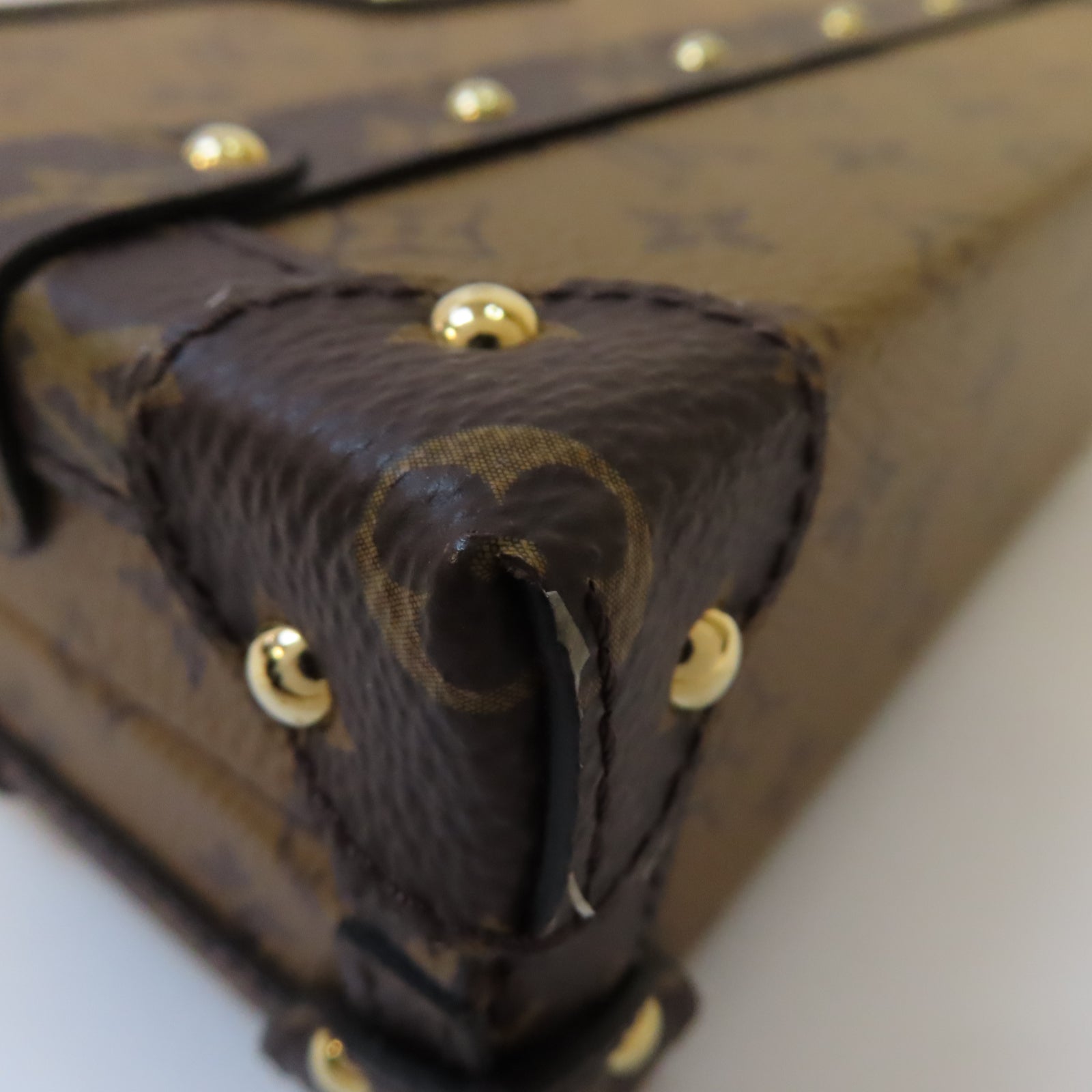LOUIS VUITTON 【激減優惠】Monogram Reverse Petite Malle金扣肩背袋啡色