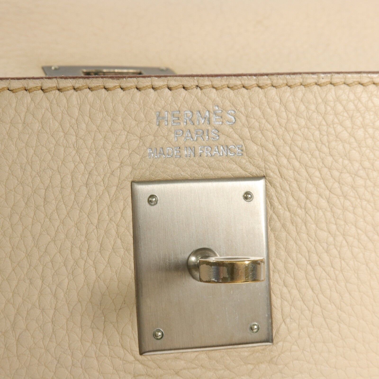 HERMES Clemence皮革Kelly 35手挽肩背兩用袋Parchemin