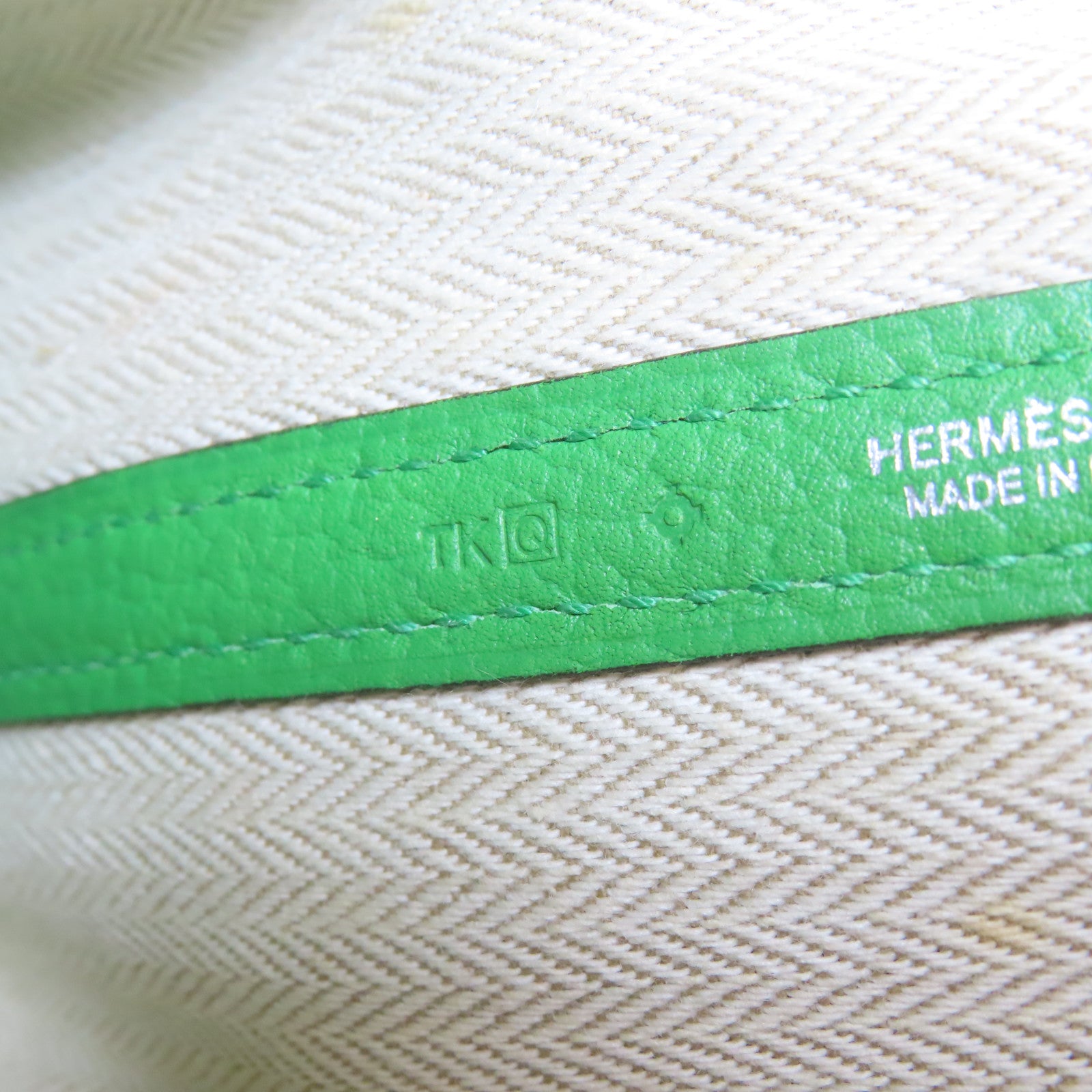 HERMES Country皮革Garden Party TPM銀扣手挽袋竹子綠色