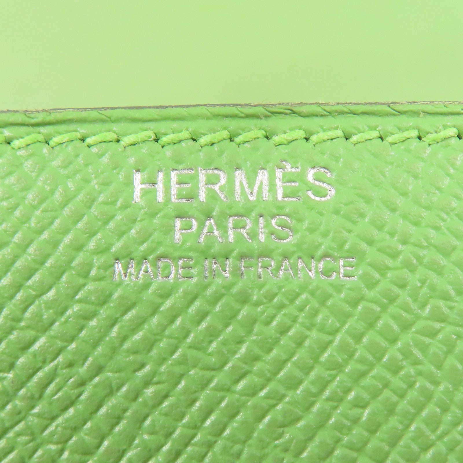 HERMES Epsom皮革Mosaique Mini銀扣肩背袋Vert Criquet