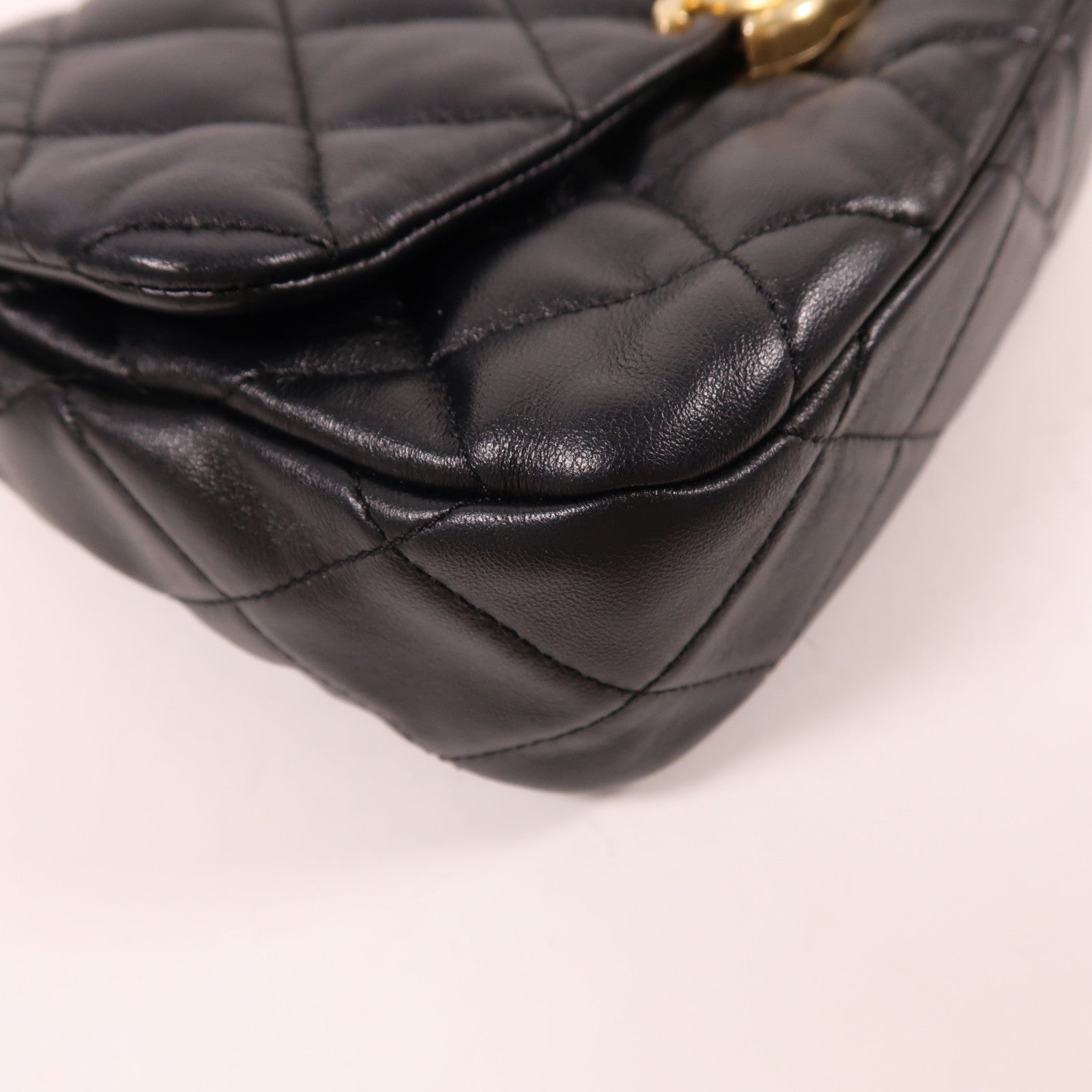 CHANEL 羊皮皮革Flap Shoulder Bag金扣鏈帶肩背袋