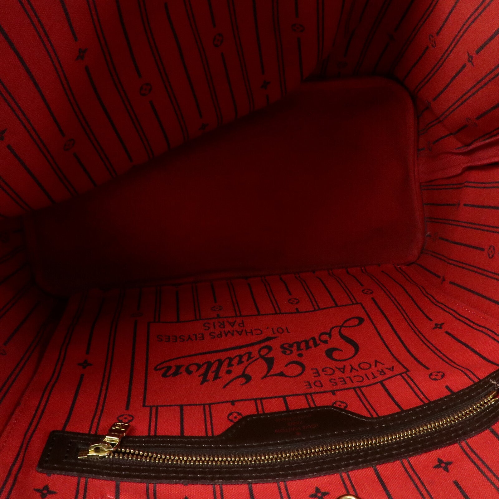 LOUIS VUITTON Damier Neverfull MM金扣肩背袋/手挽袋