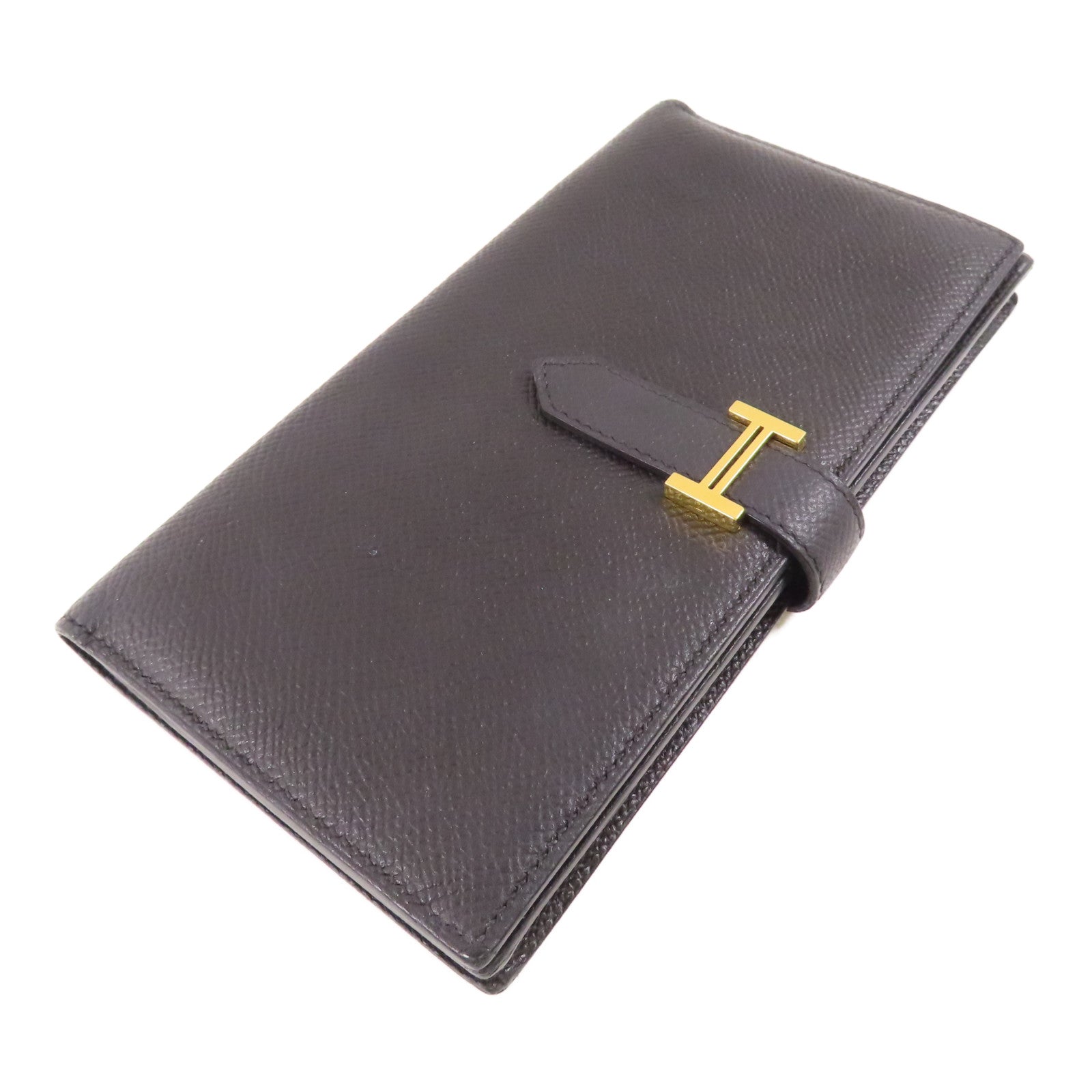 HERMES 【激減優惠】Epsom皮革Bearn Long Wallet金扣長錢包Noir