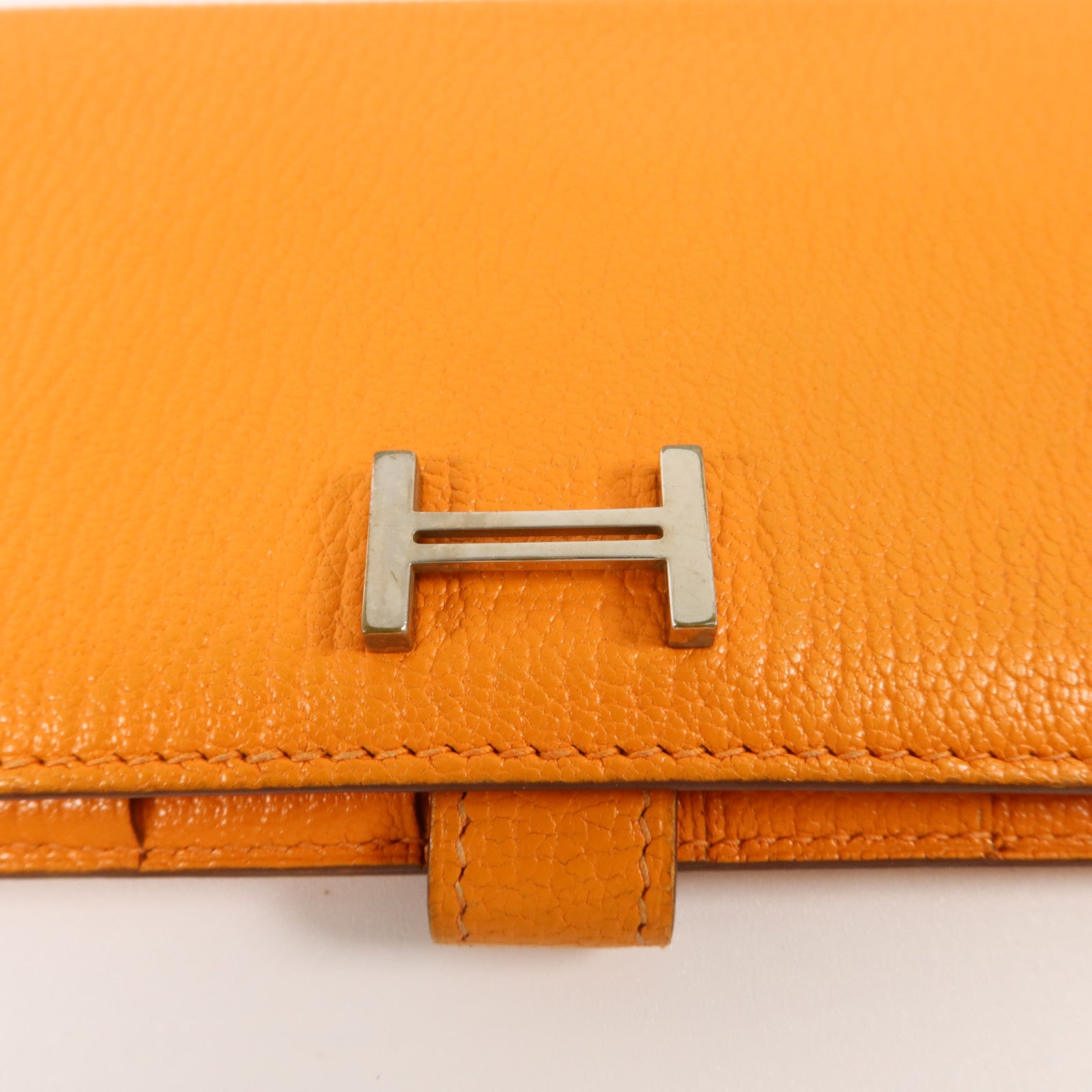 HERMES Chevre皮革Bearn Long Wallet長錢包Apricot