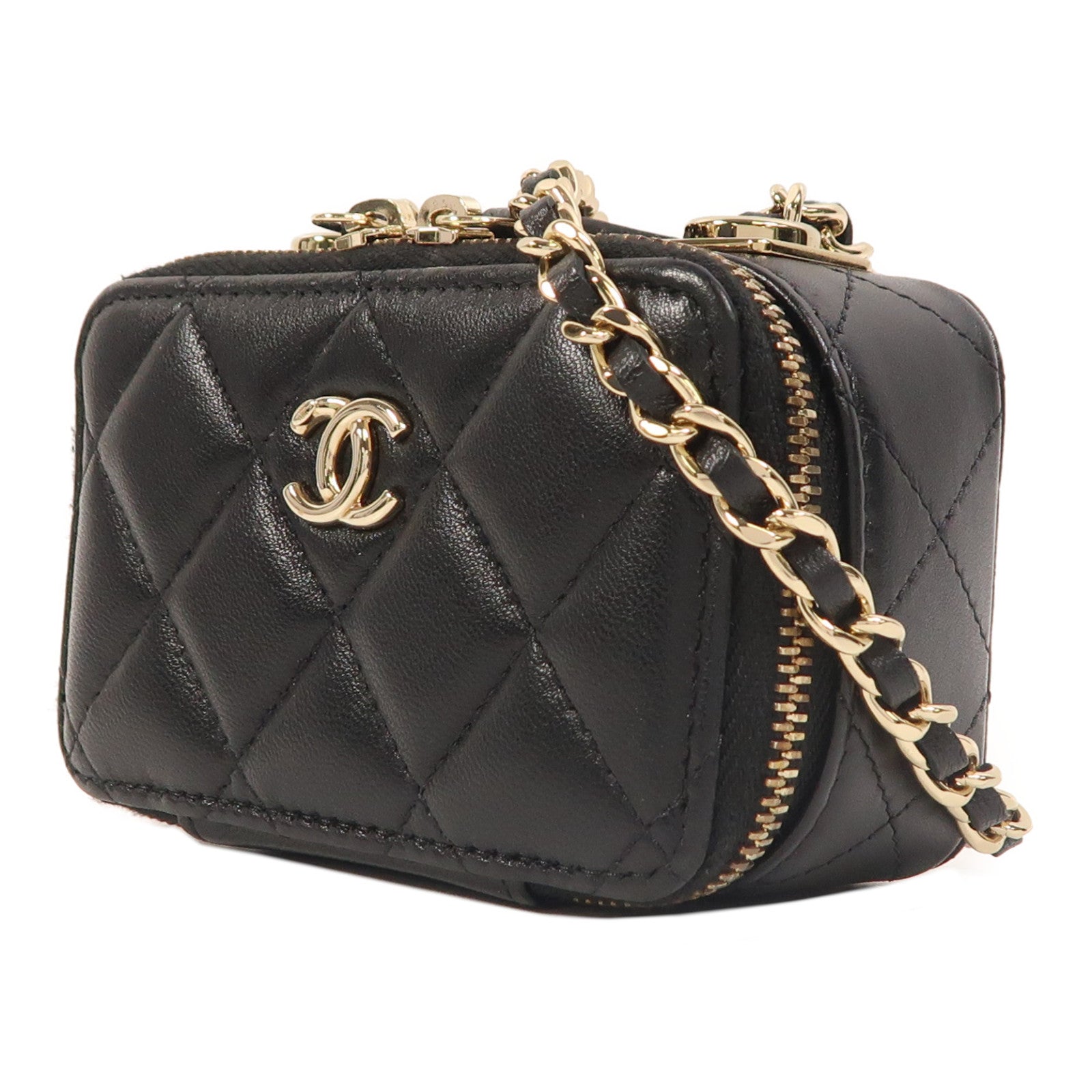 CHANEL 羊皮皮革Chain Shoulder Bag金扣鏈帶肩背袋