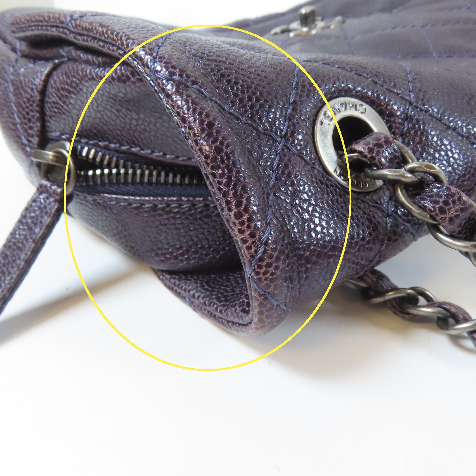 CHANEL 【激減優惠】菱格Caviar皮革Chain Shoulder Bag鏈帶肩背袋紫色