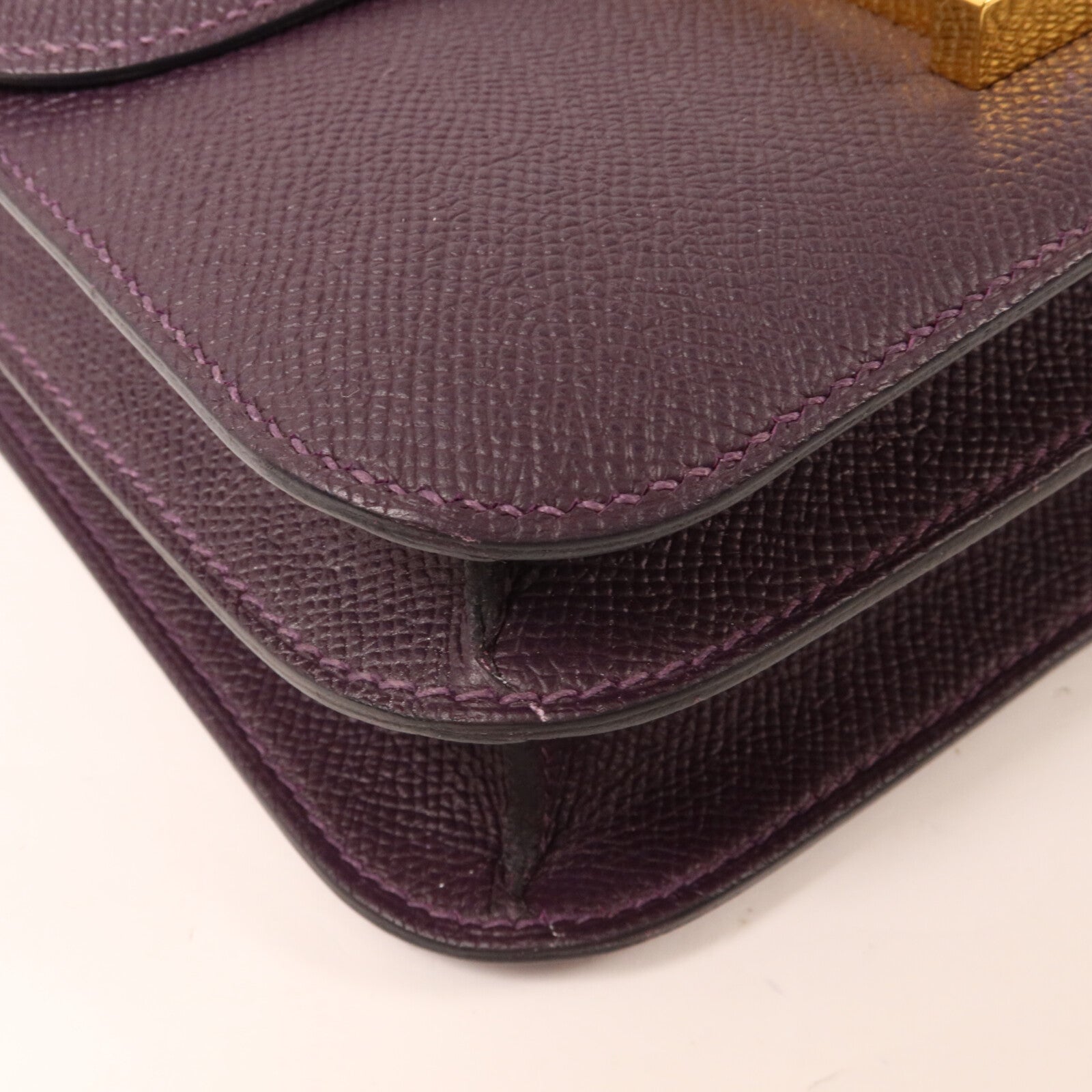 HERMES Epsom皮革Constance 24肩背袋Raisin