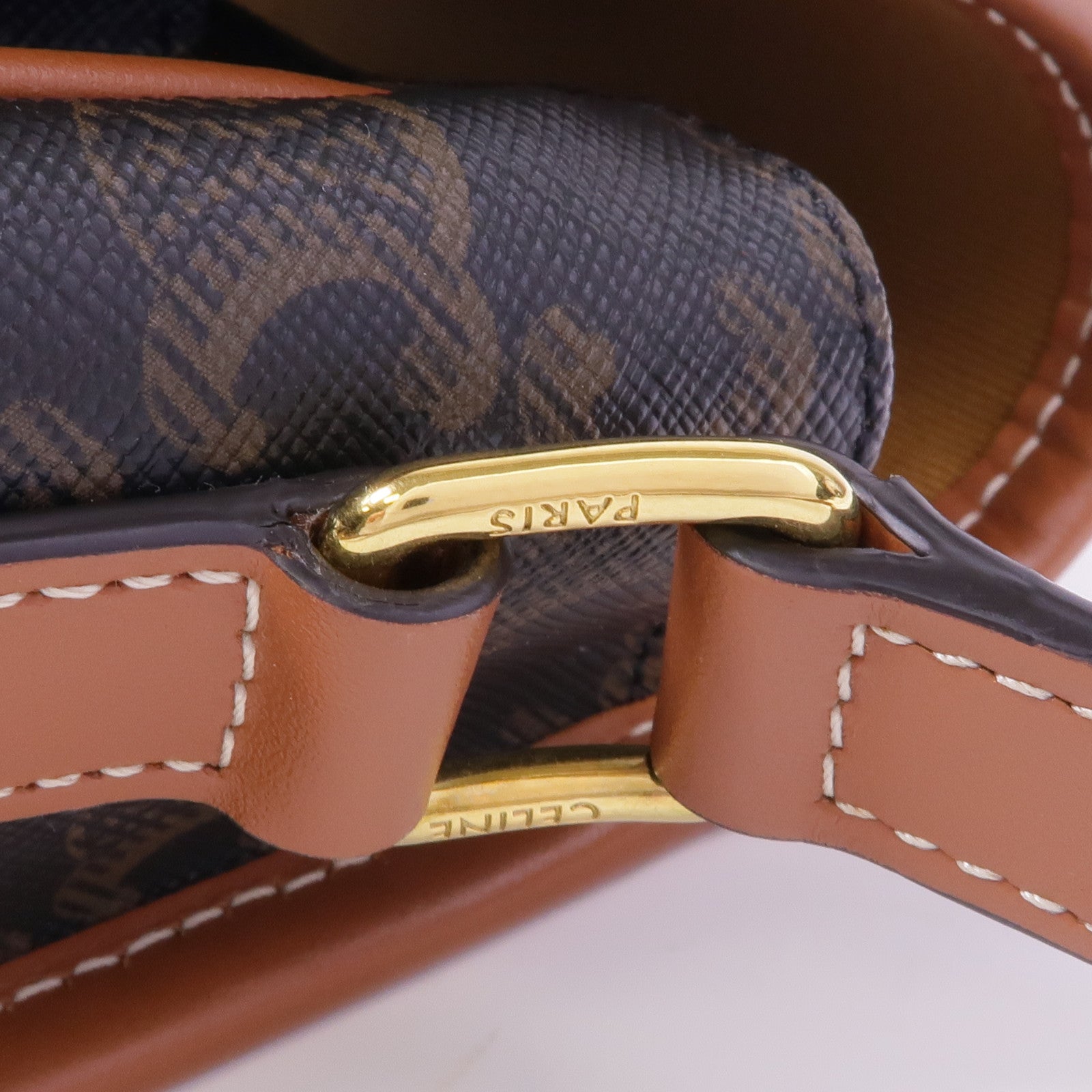 CELINE 塗層帆布Folco Bag金扣肩背袋