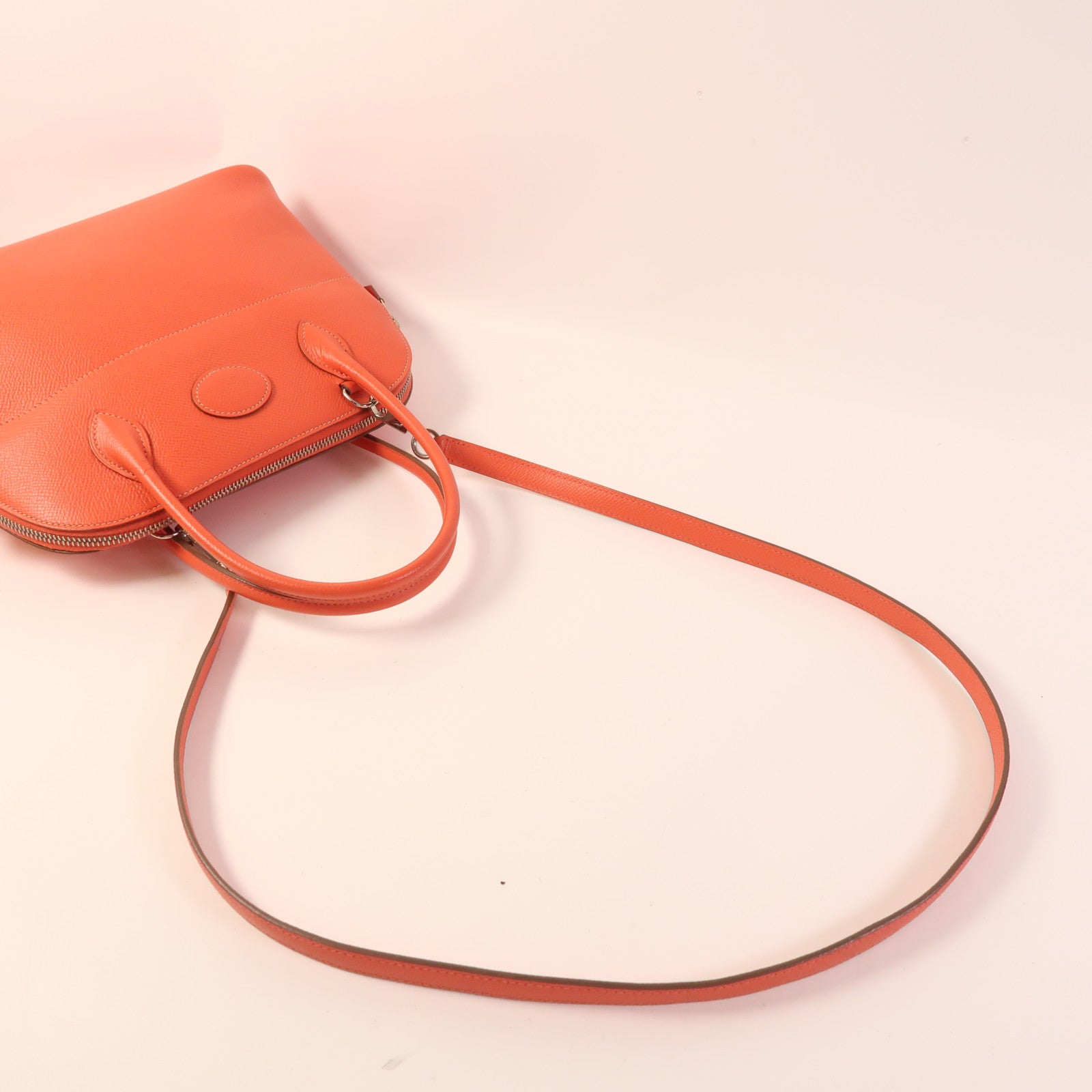 HERMES Epsom皮革Bolide 27銀扣手挽肩背兩用袋T5 Rose Jaipur