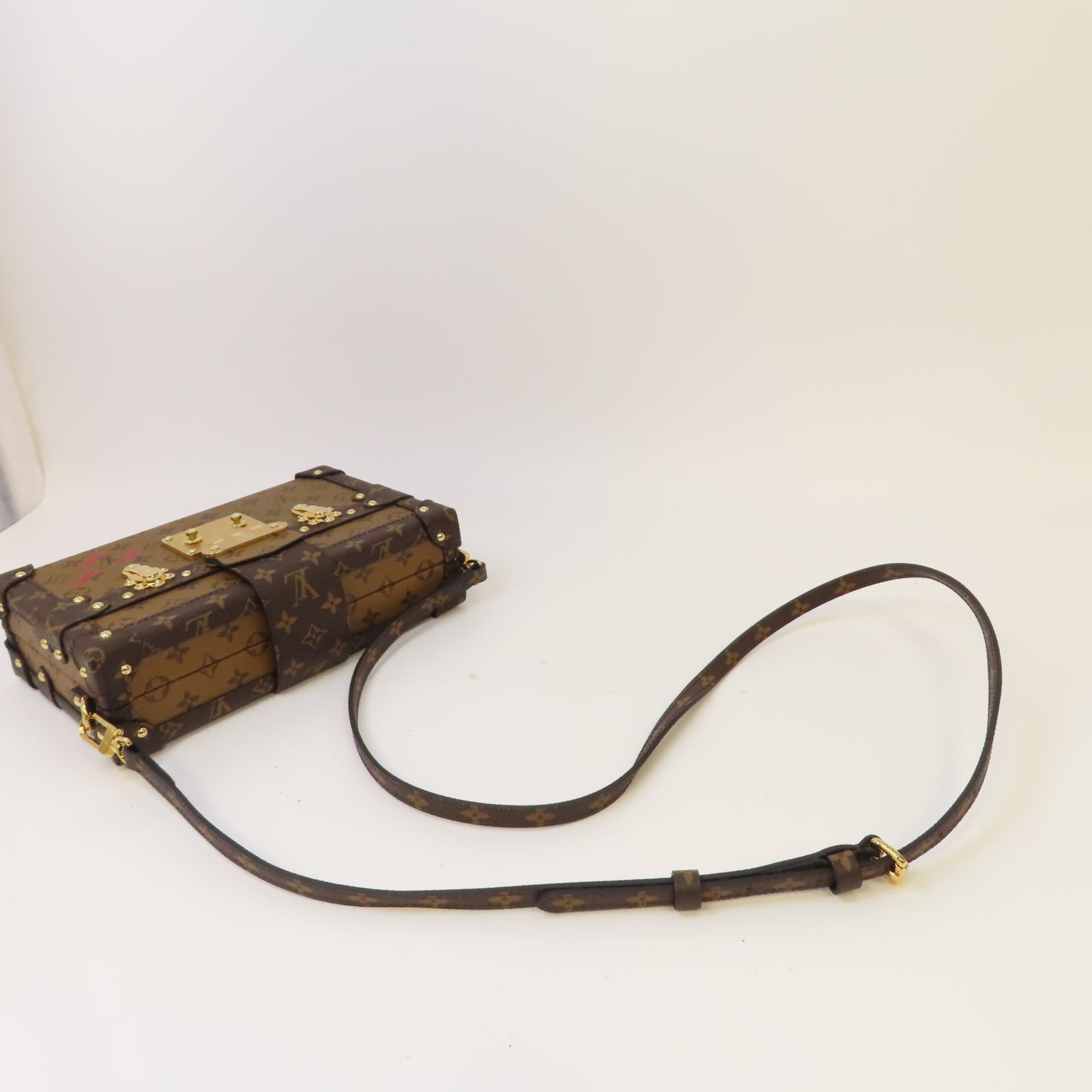 LOUIS VUITTON 【激減優惠】Monogram Reverse Petite Malle金扣肩背袋啡色