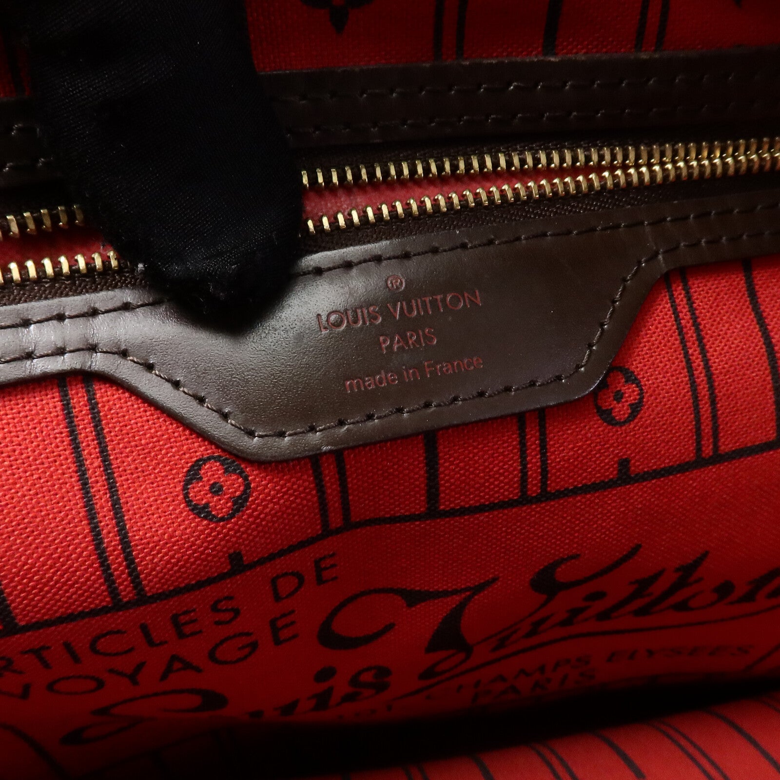 LOUIS VUITTON Damier Neverfull MM金扣肩背袋/手挽袋