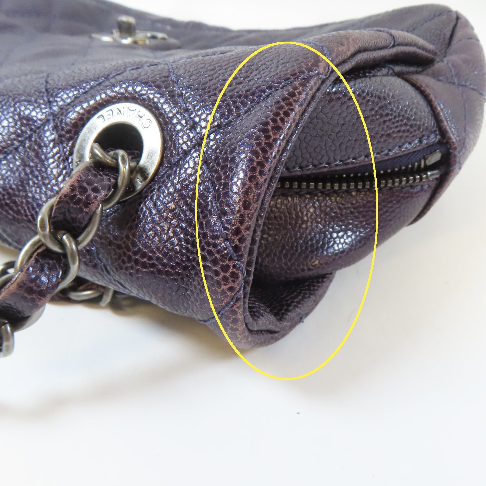 CHANEL 【激減優惠】菱格Caviar皮革Chain Shoulder Bag鏈帶肩背袋紫色