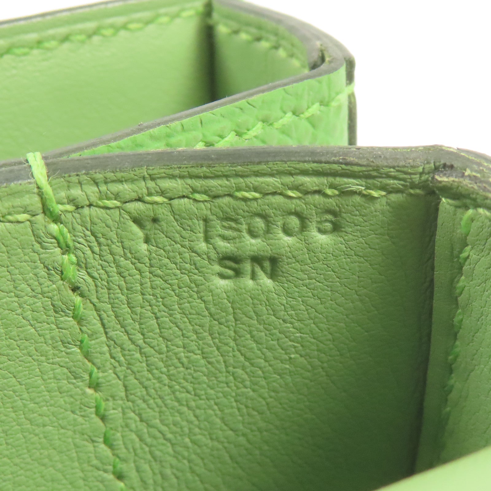 HERMES Epsom皮革Mosaique Mini銀扣肩背袋Vert Criquet