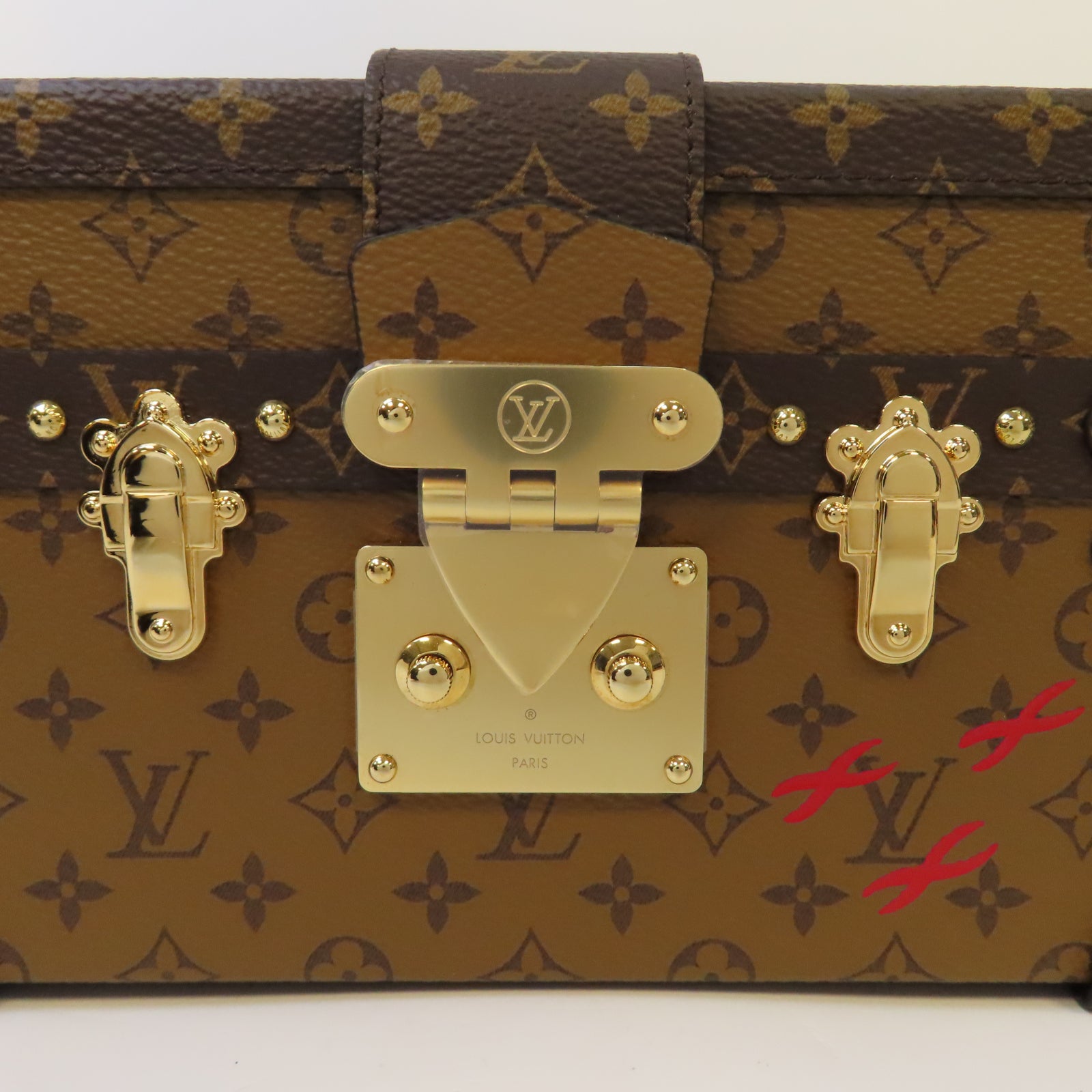 LOUIS VUITTON 【激減優惠】Monogram Reverse Petite Malle金扣肩背袋啡色
