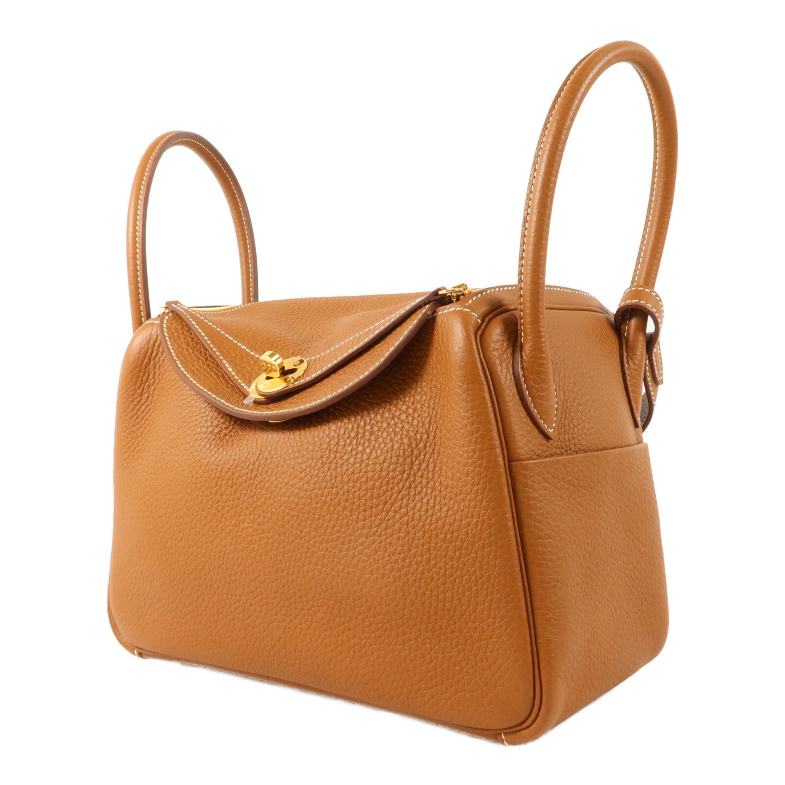 HERMES Clemence皮革Lindy 26手挽肩背兩用袋Gold