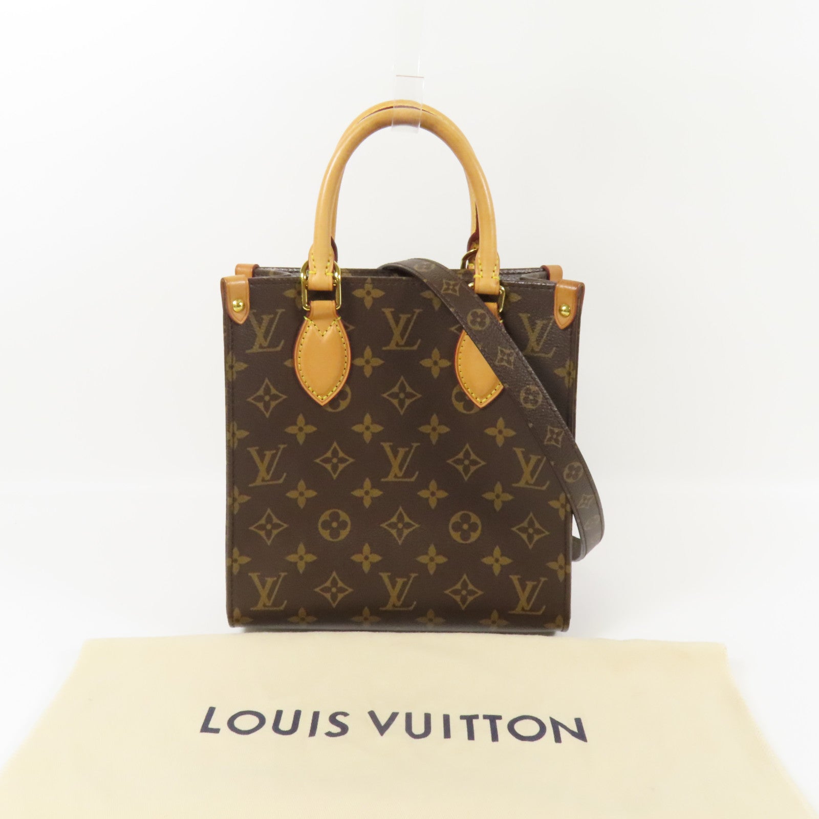 LOUIS VUITTON Monogram Sac Plat BB金扣手挽肩背兩用袋