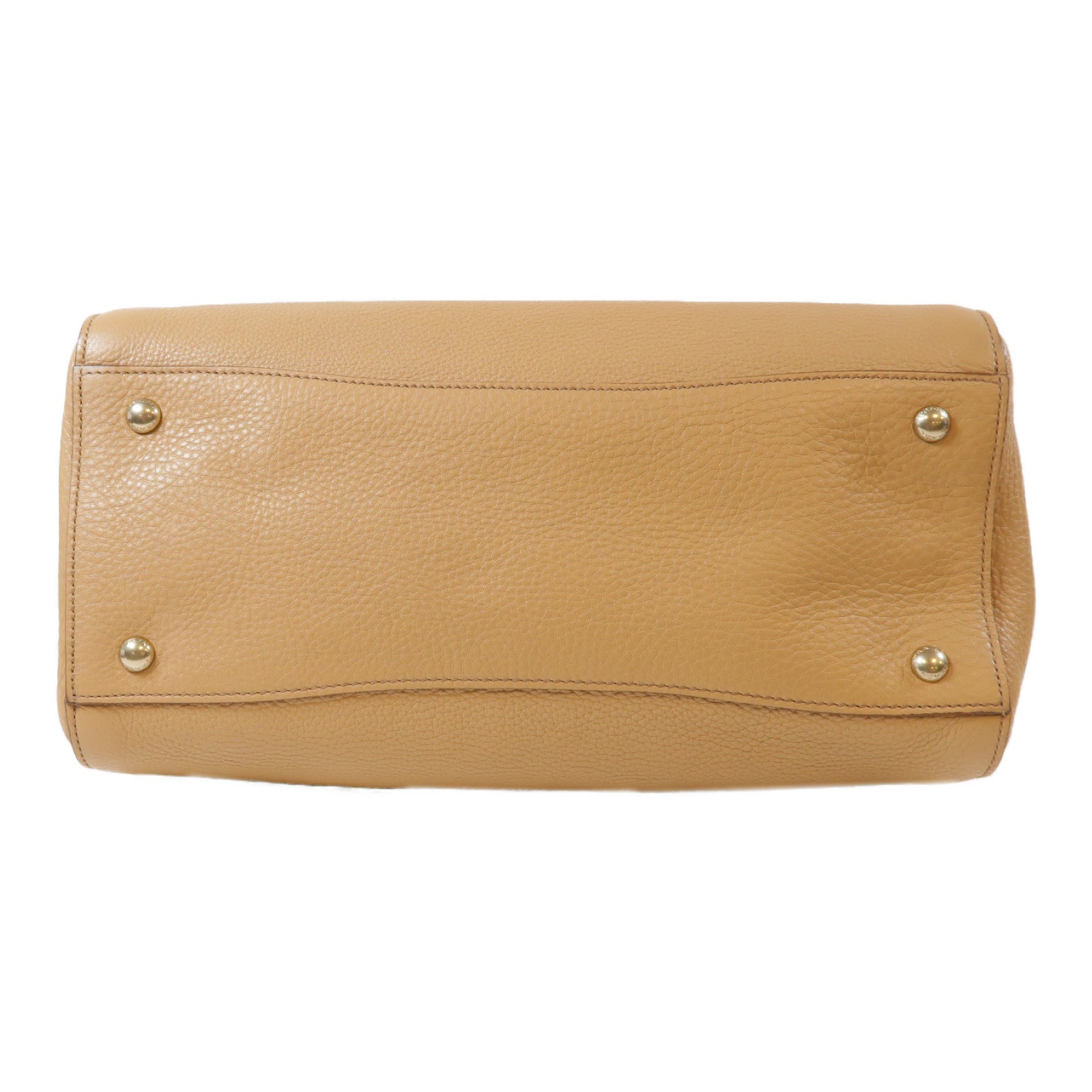 PRADA 牛皮皮革Top Handle Tote金扣手挽肩背兩用袋米色