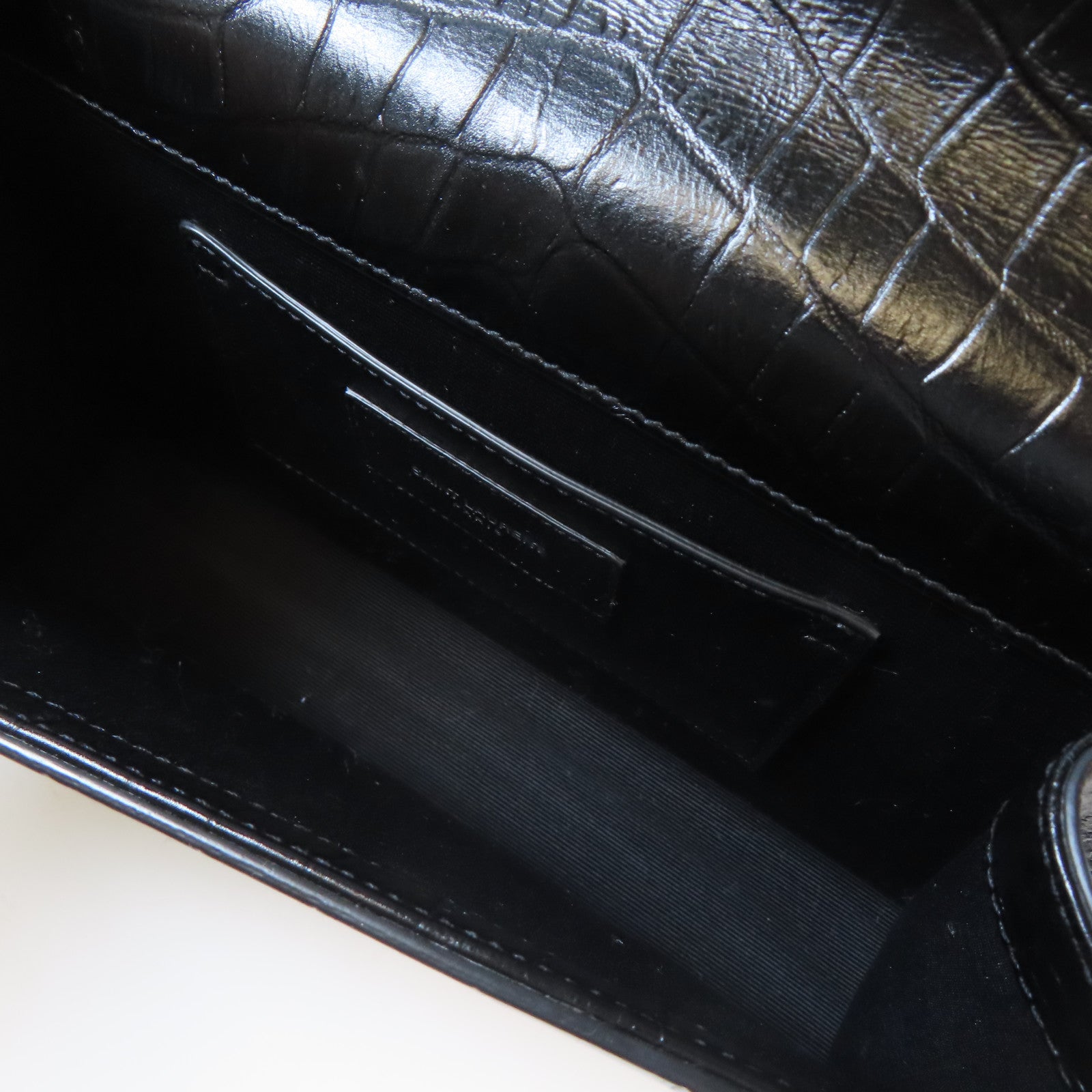 SAINT LAURENT 皮革Chain Shoulder銀扣鏈帶肩背袋黑色
